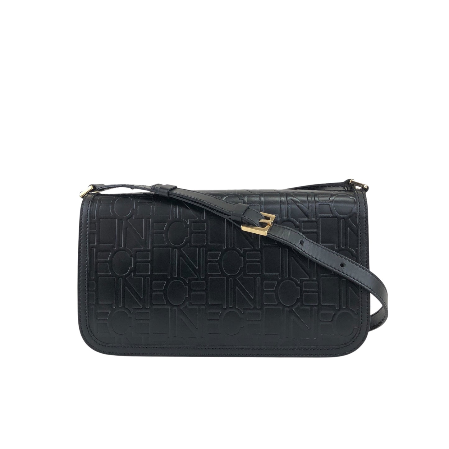 CELINE Logo Shoulder bag Black Vintage z7yz82