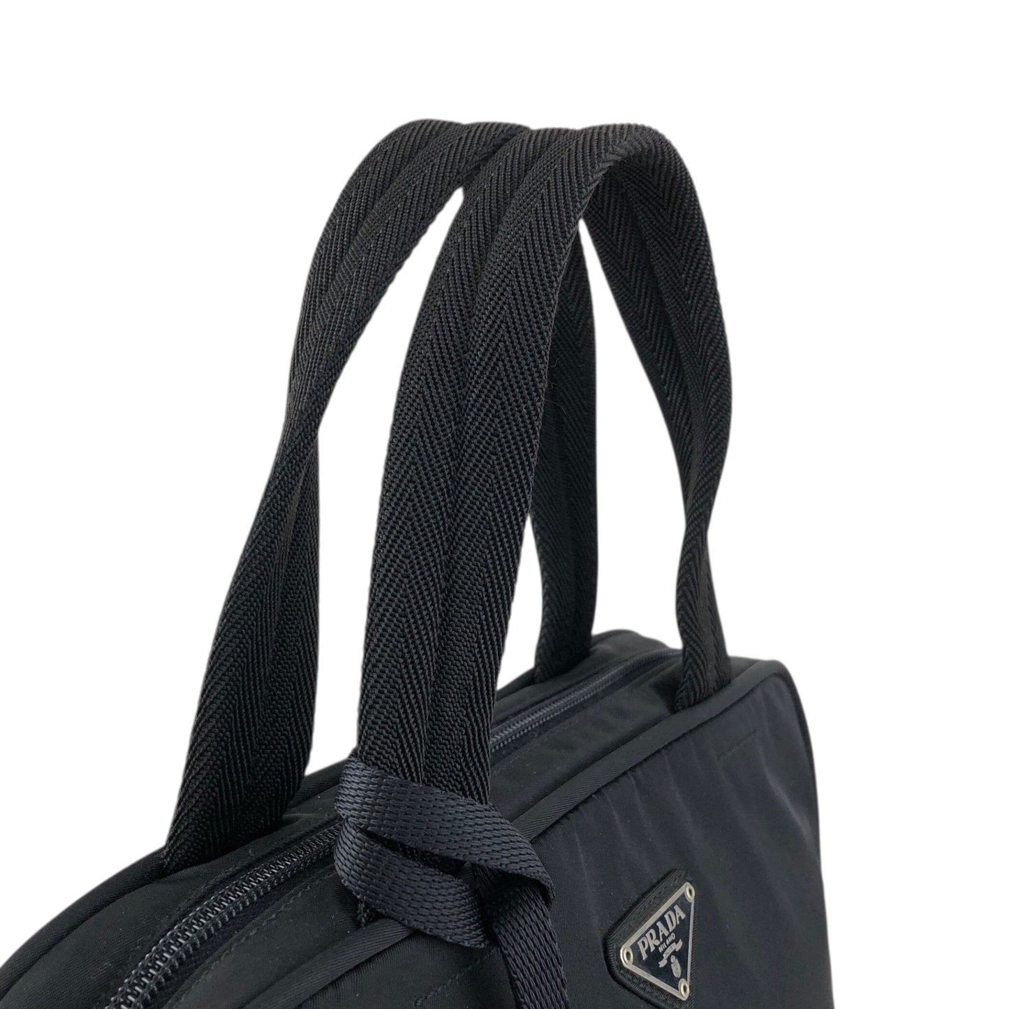 PRADA Tessuto Triangle Logo Handbag Black Vintage 47smar