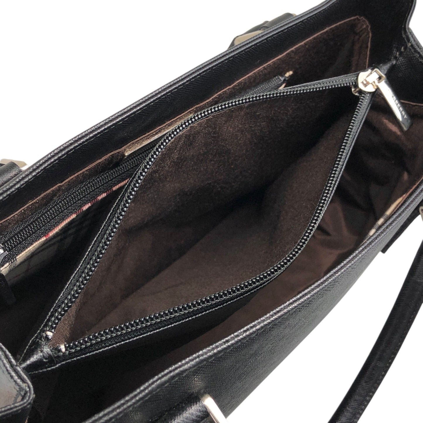 BURBERRY Logo Handbag Black Vintage 23ttty