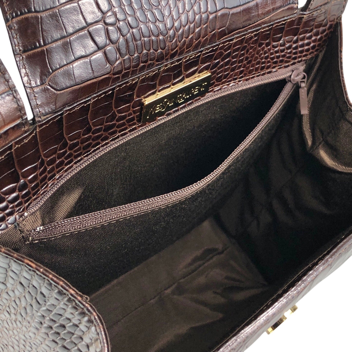 Yves Saint Laurent YSL Logo Handbag Brown Vintage 2xrtap