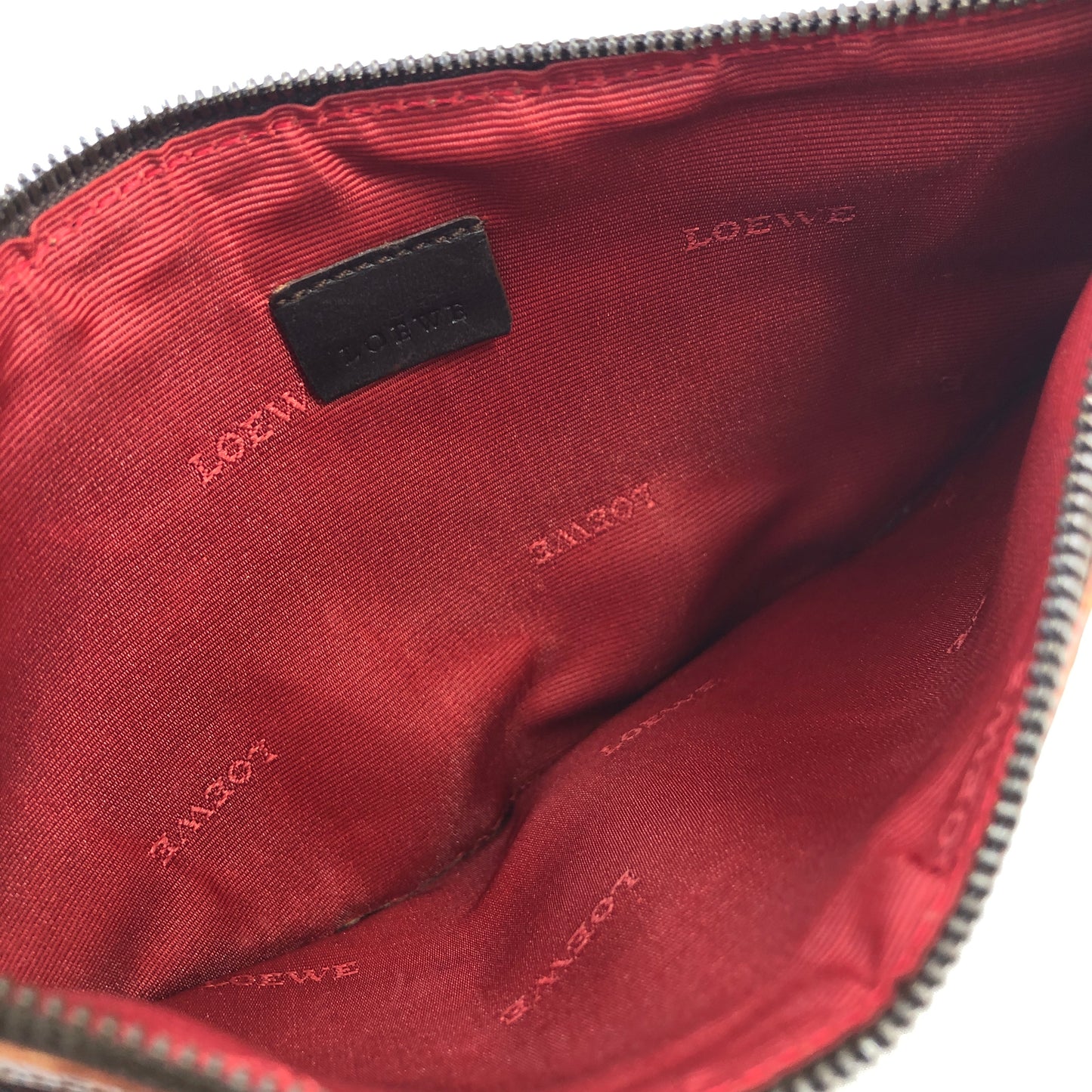 LOEWE Anagram Suede Leather Pouch Brown Vintage xww4yf