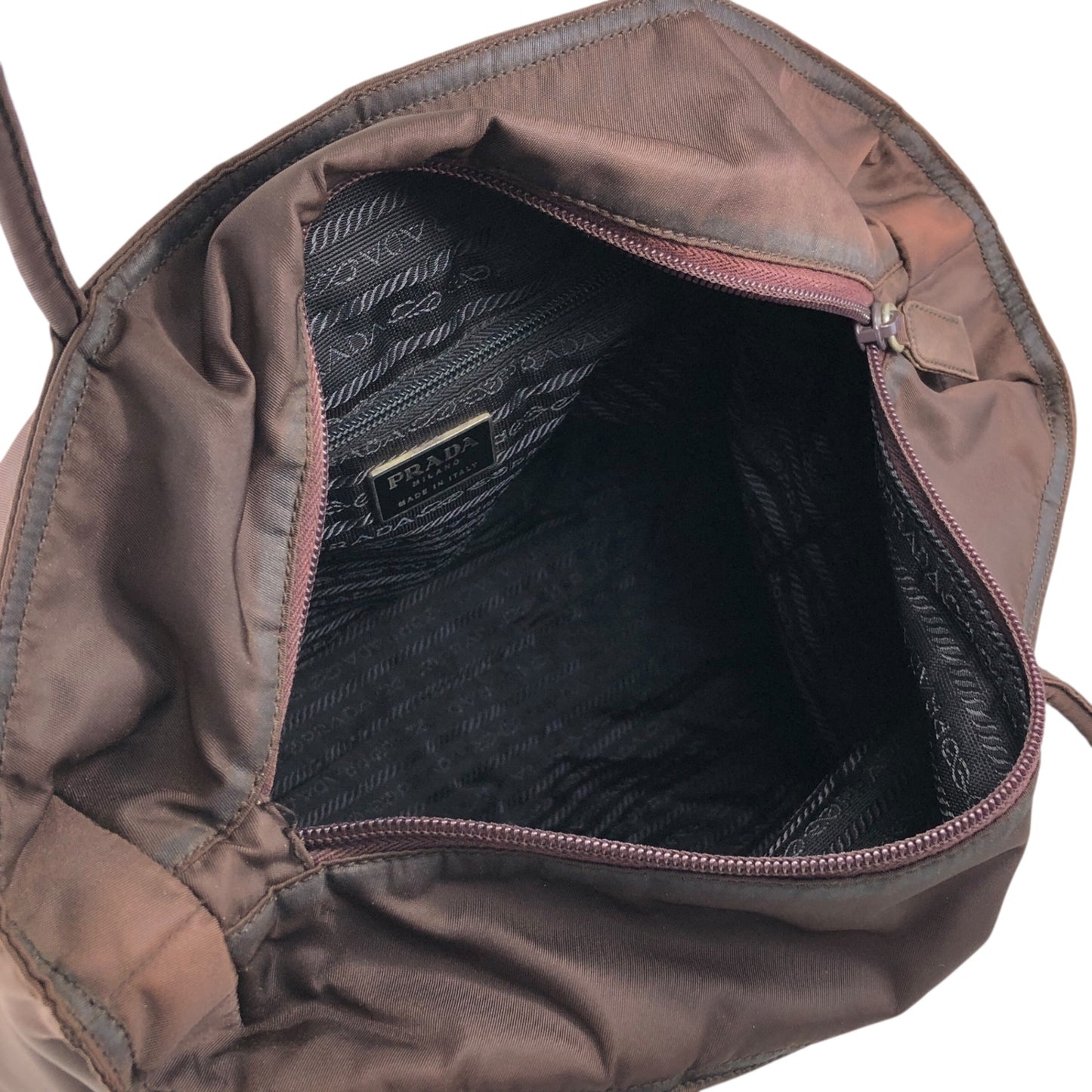 PRADA Tessuto Triangle Logo Totebag Brown Vintage nda4br