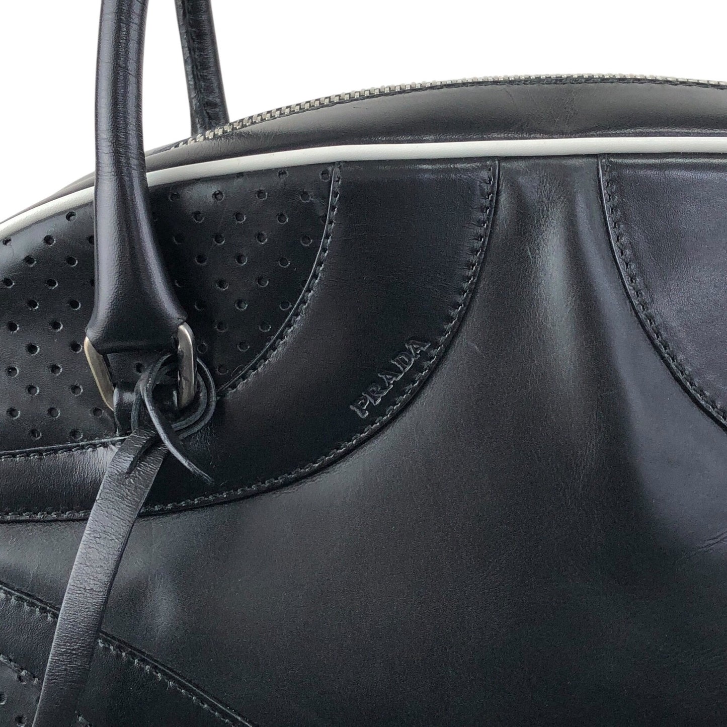 PRADA Padlock Small Boston bag Handbag Black Vintage vcg8wk