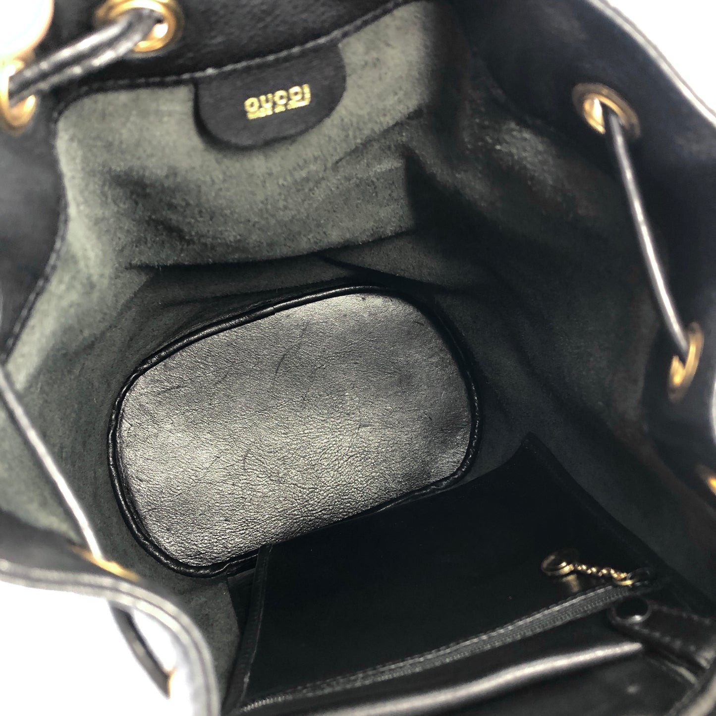 GUCCI Bamboo Leather Drawstring One Shoulder bag Sling Bag Black Vintage vs7u5a