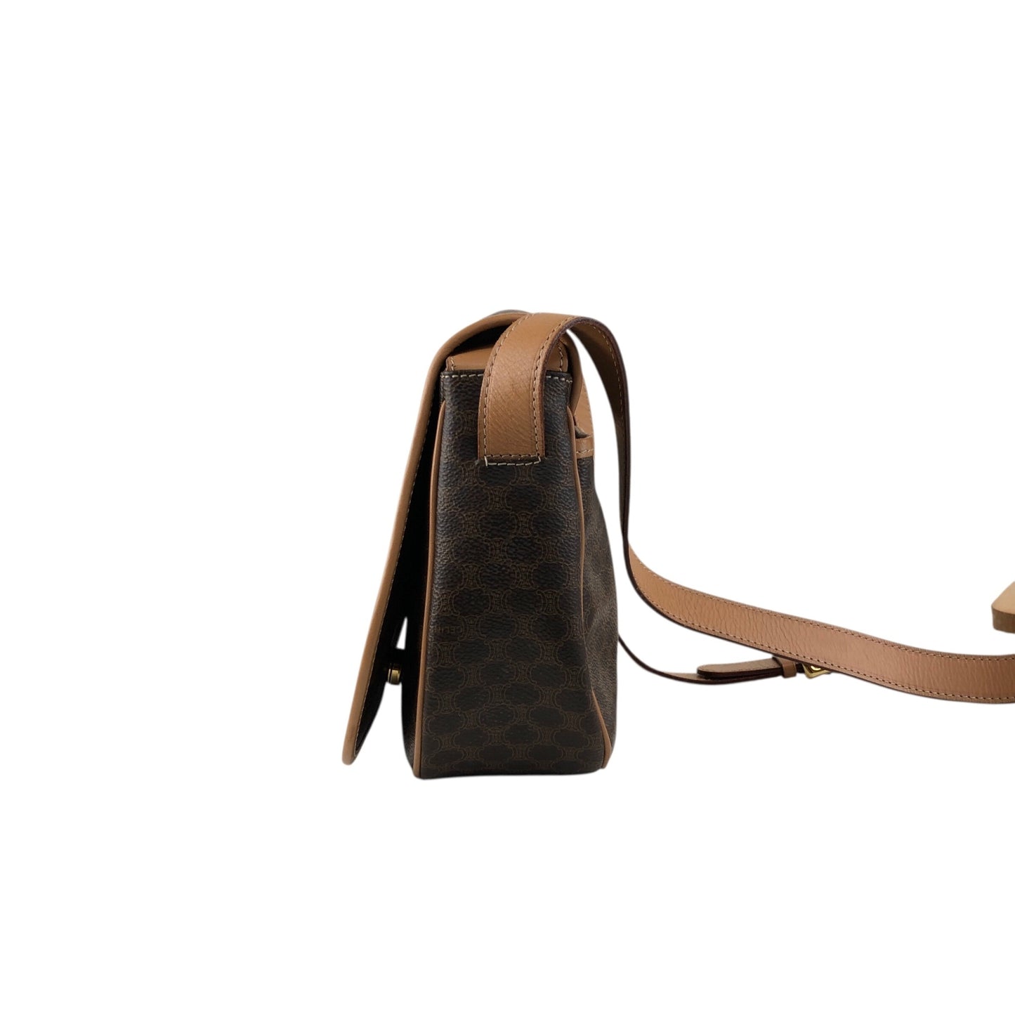 CELINE Macadam Blason Flap Shoulder bag Brown Vintage kbjacj
