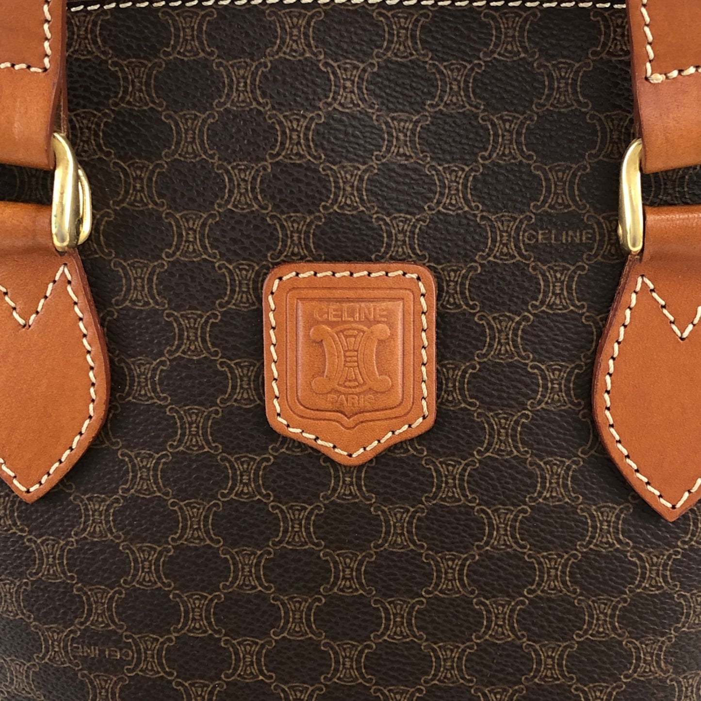 CELINE Macadam Blason Handbag Brown Vintage 5s22vy