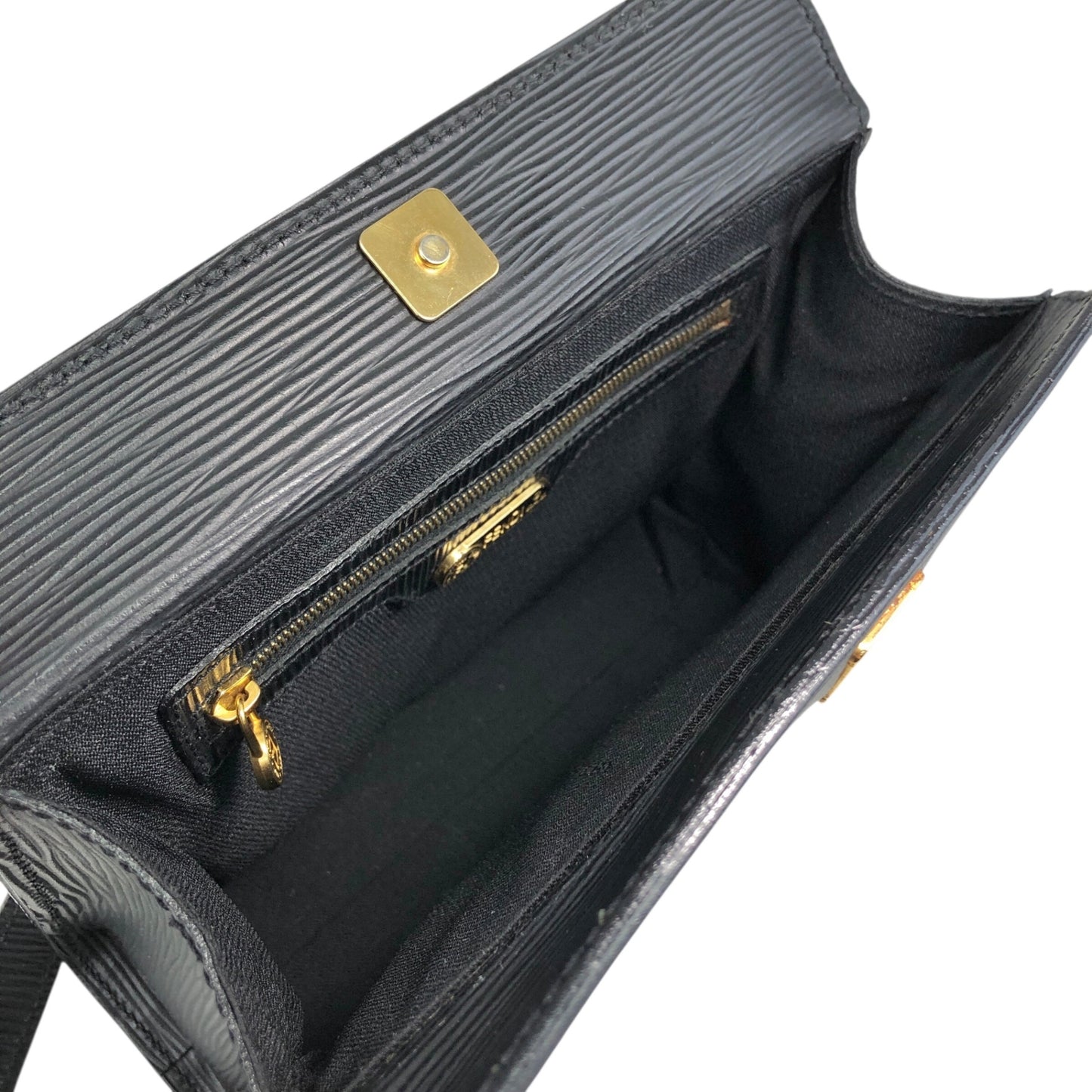 FENDI Logo Embossed Shoulder bag Black Vintage asc2di