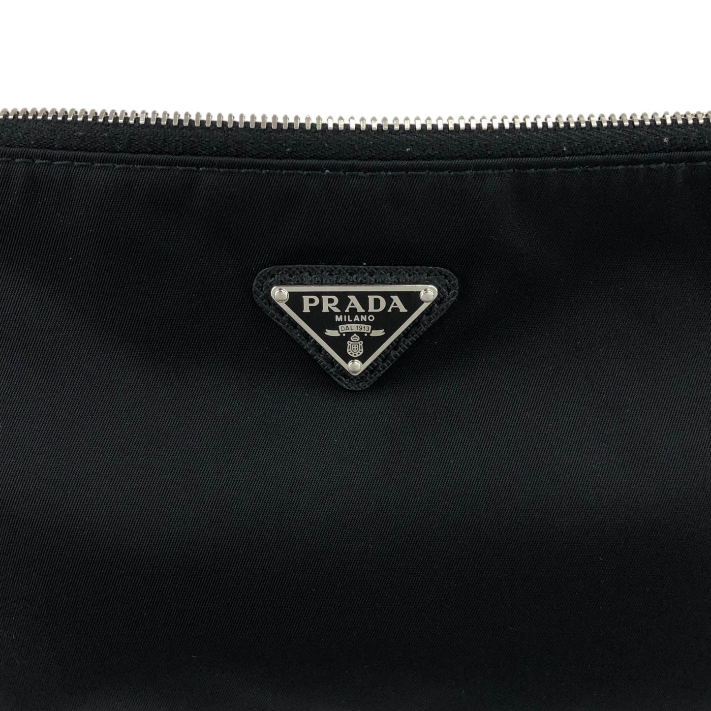 PRADA Triangle Logo Chain Small Handbag Pouch Black Vintage vhizxb