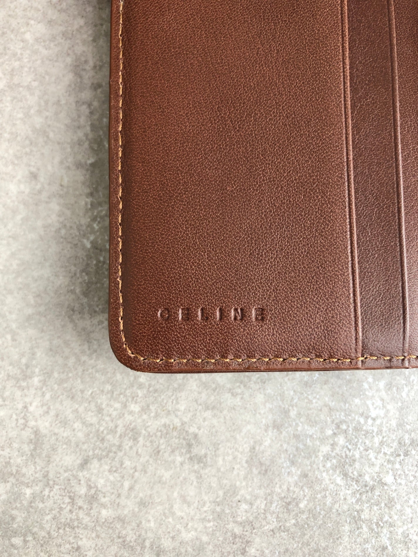 CELINE Paris Macadam Logo Trifold Wallet Indigo Vintage ddcaau