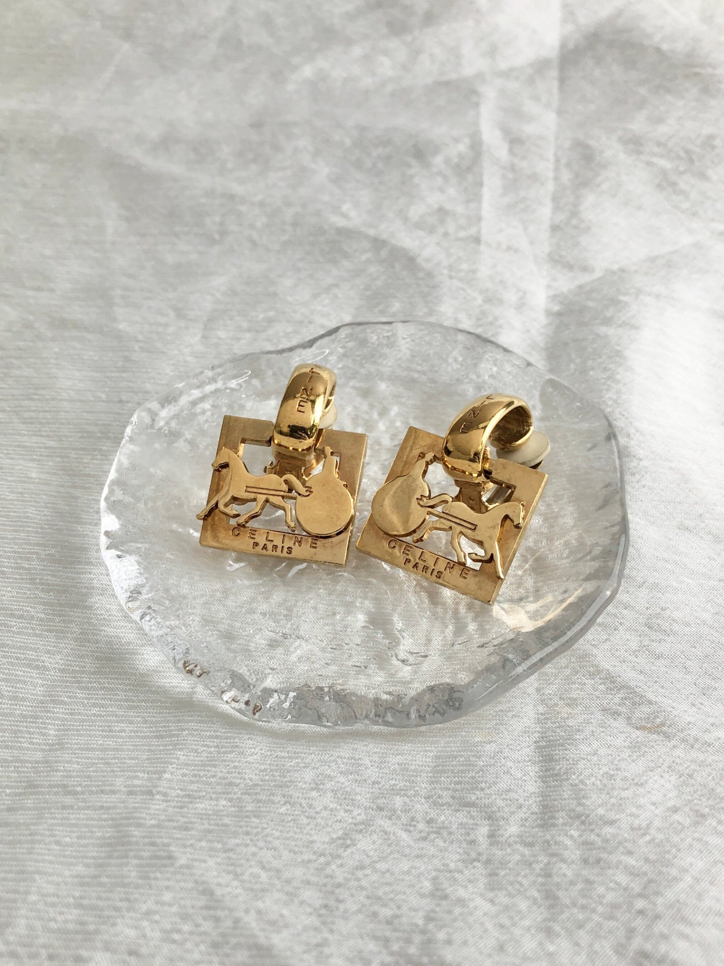 CELINE Earrings Gold Vintage j33fzg