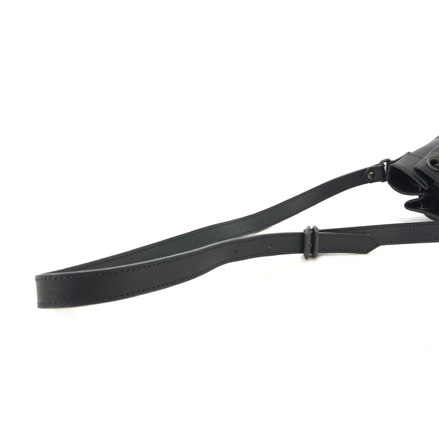 VALENTINO GARAVANI Logo Leather Drawstring Shoulder bag Black Vintage vxthd4