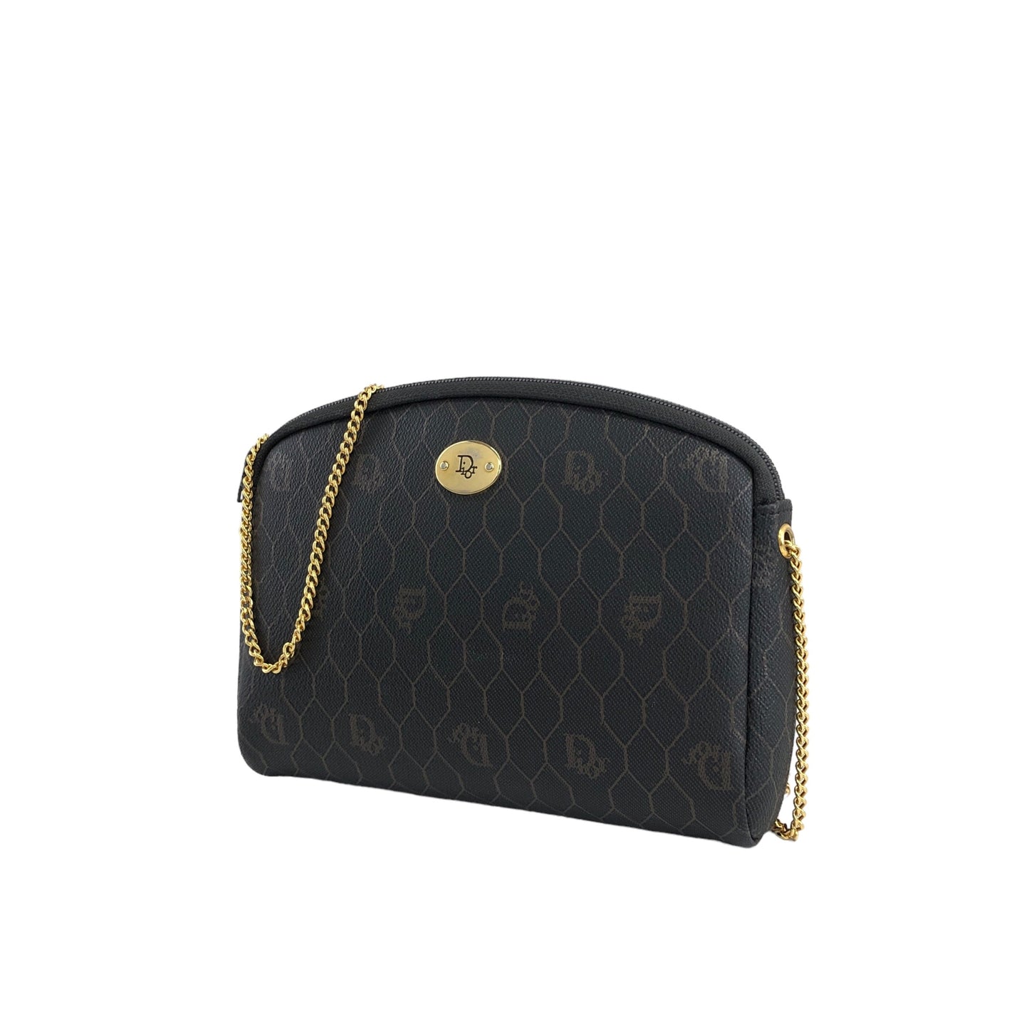 Christian Dior Honeycomb Chain Shoulder bag Black Vintage a826ev