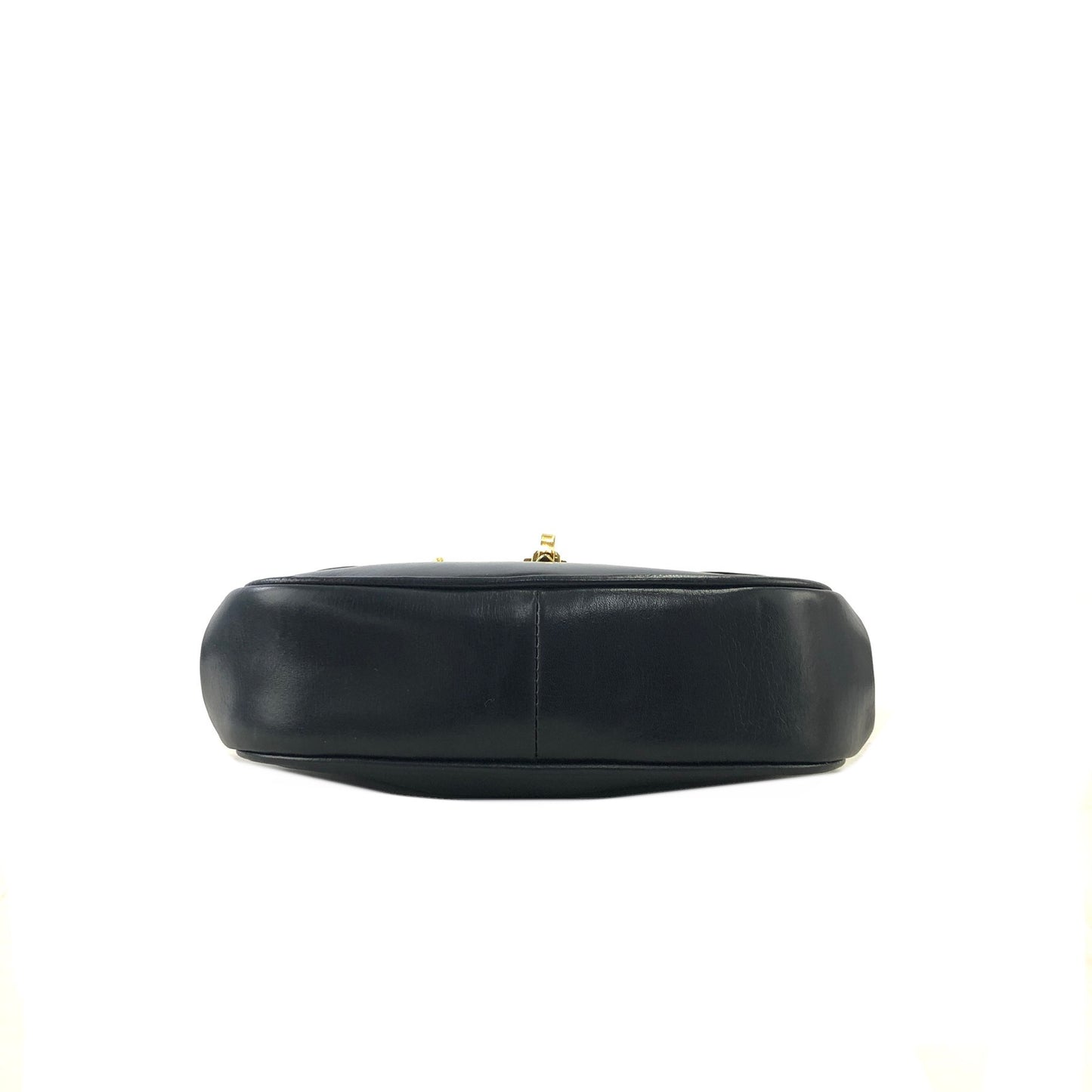 CELINE Triomphe Chain Leather Shoulder bag Navy Vintage admv2k