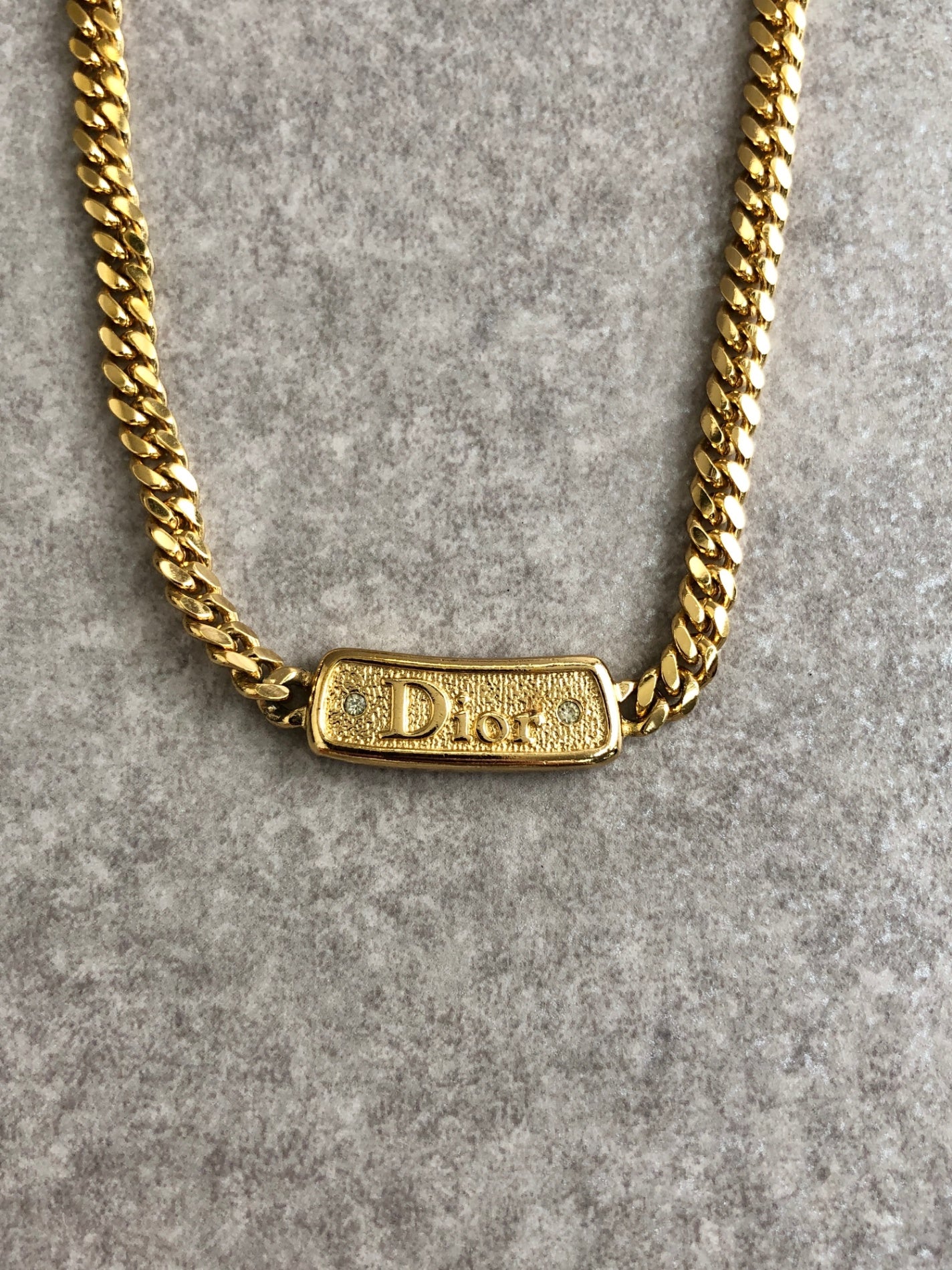 Christian Dior Logo Necklace Gold Vintage mmzdp3