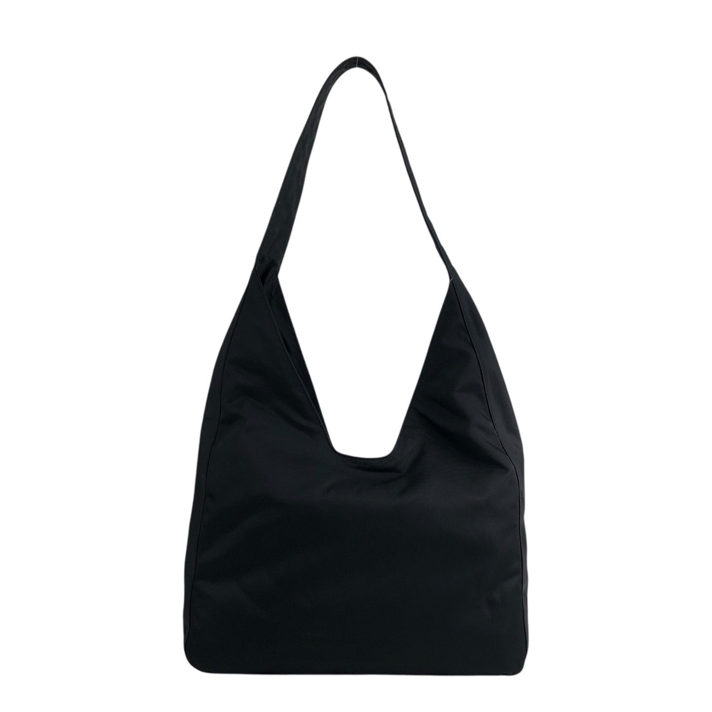 PRADA Triangle Logo Shoulder bag Hobobag Black Vintage gjymbt