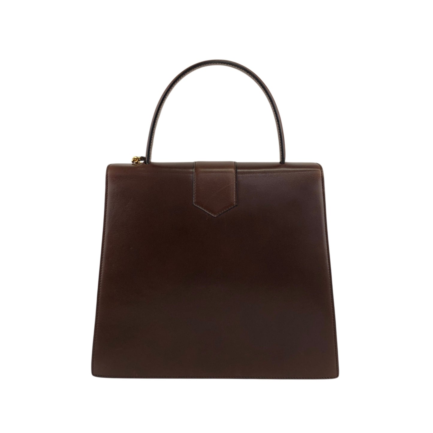 CELINE Gancini Chain Handbag Brown Vintage 7ffusp