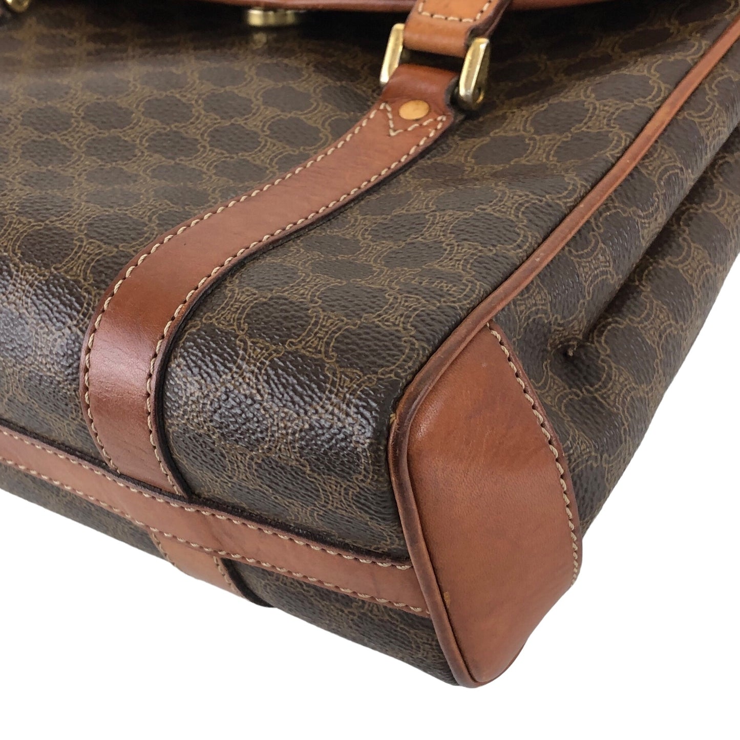 CELINE Macadam Blason Handbag Brown Vintage dty8ce