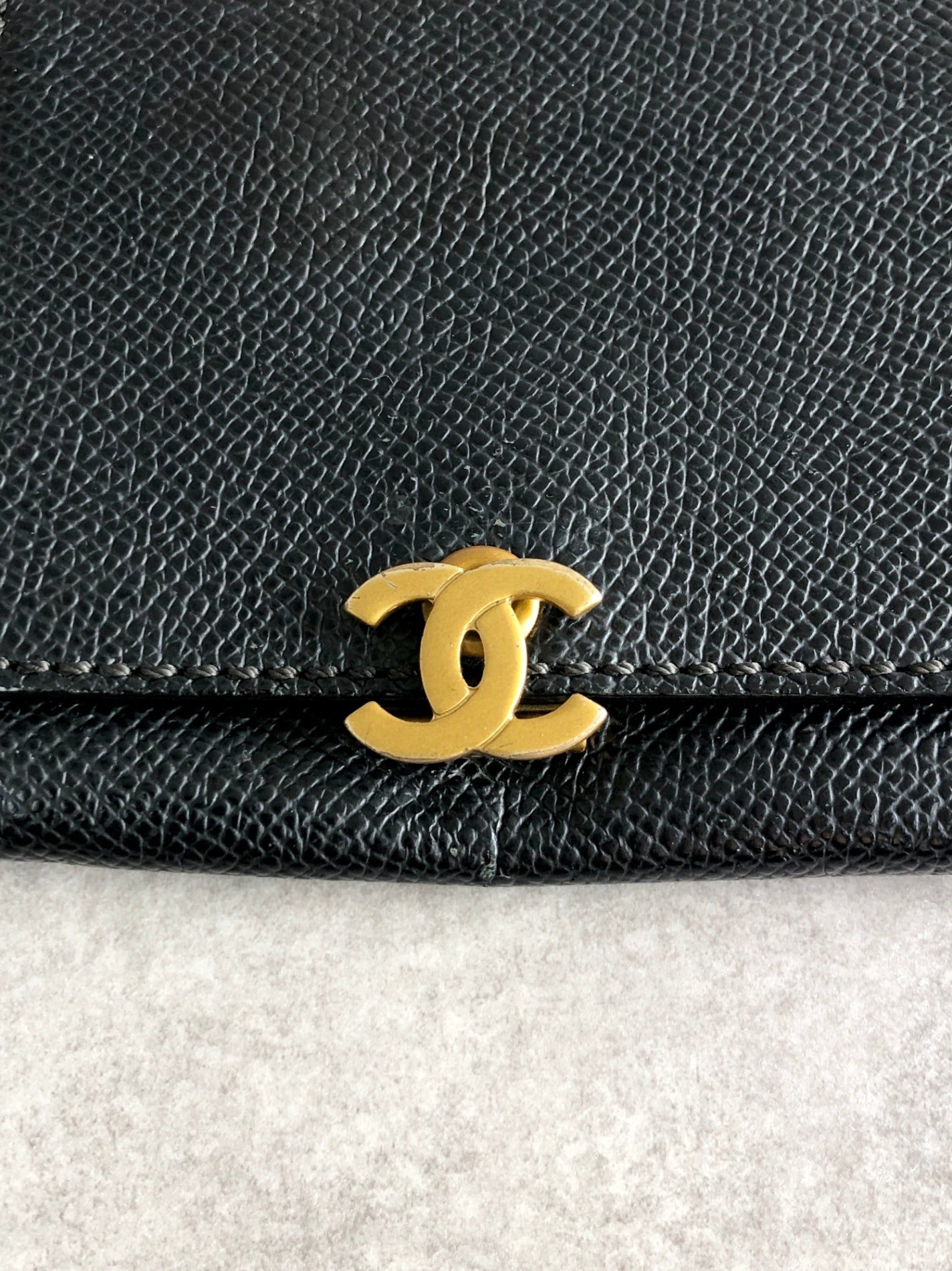 CHANEL Coco Mark 零錢包 黑色復古 zmnjmp