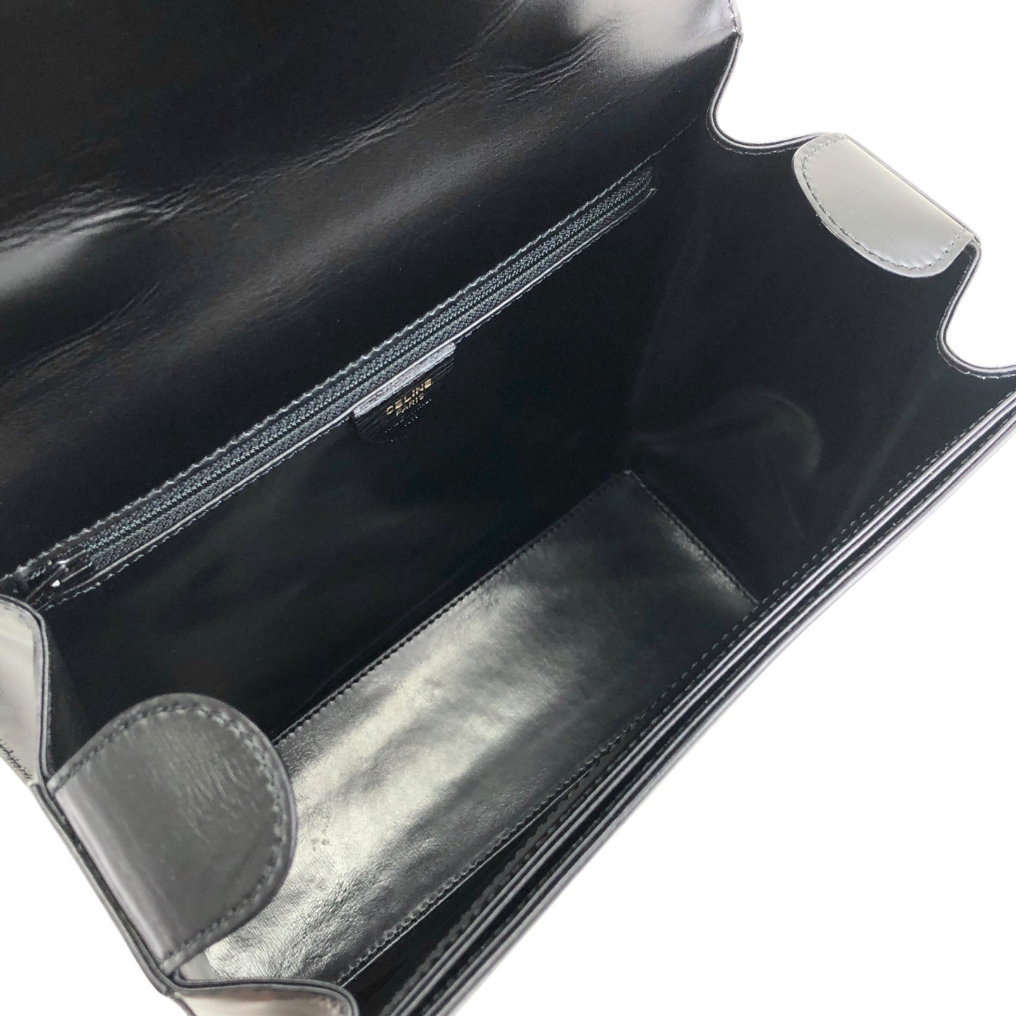CELINE Horse Bit Top Handle Handbag Black Vintage zbgk75