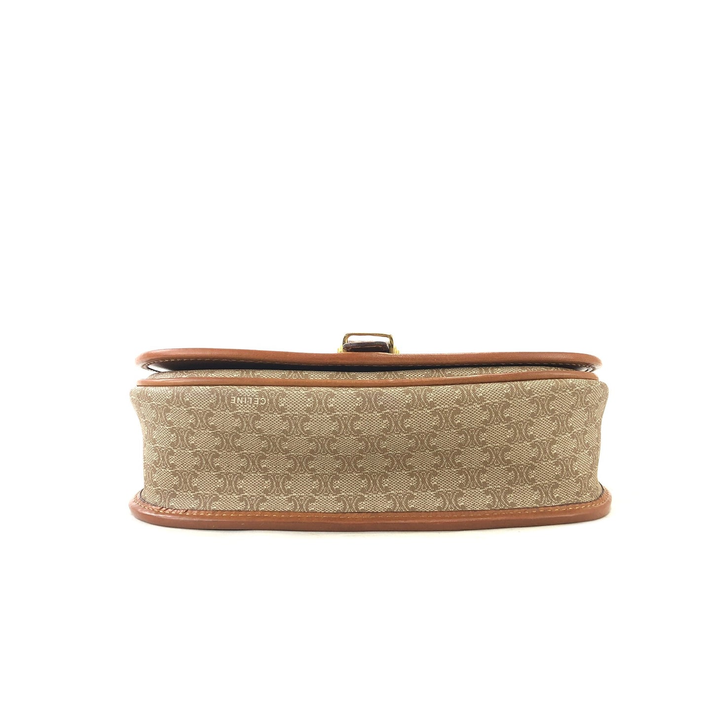 CELINE Macadam PVC Leather Crossbody Shoulder bag Beige Vintage vgsu6a