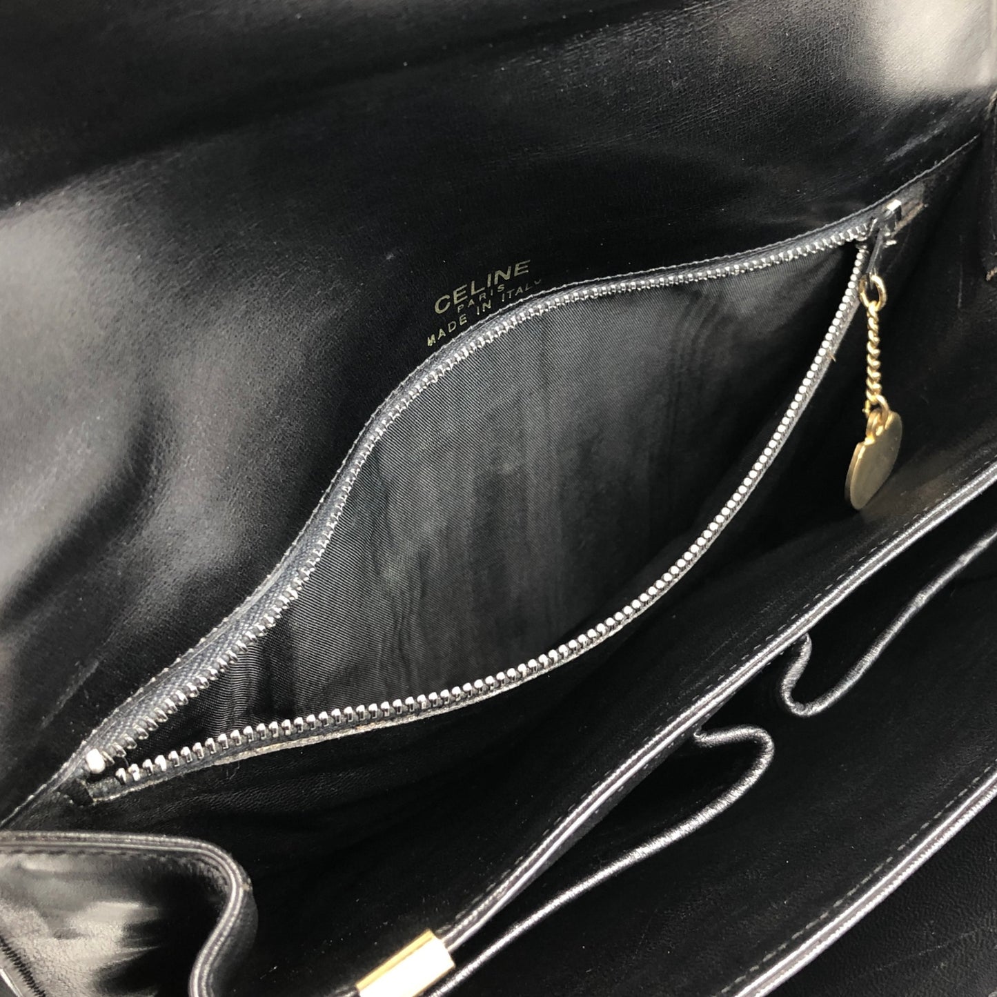 CELINE Triomphe Horse Carriage Shoulder bag Black Vintage pw788h