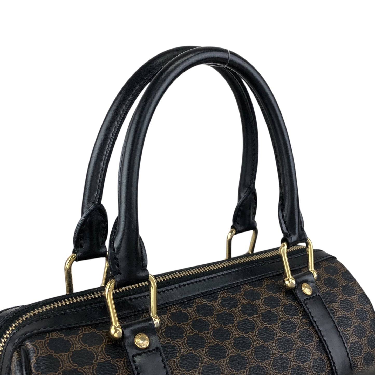 CELINE Macadam Two-way Small Boston bag Shoulder bag Black Vintage 5umhds