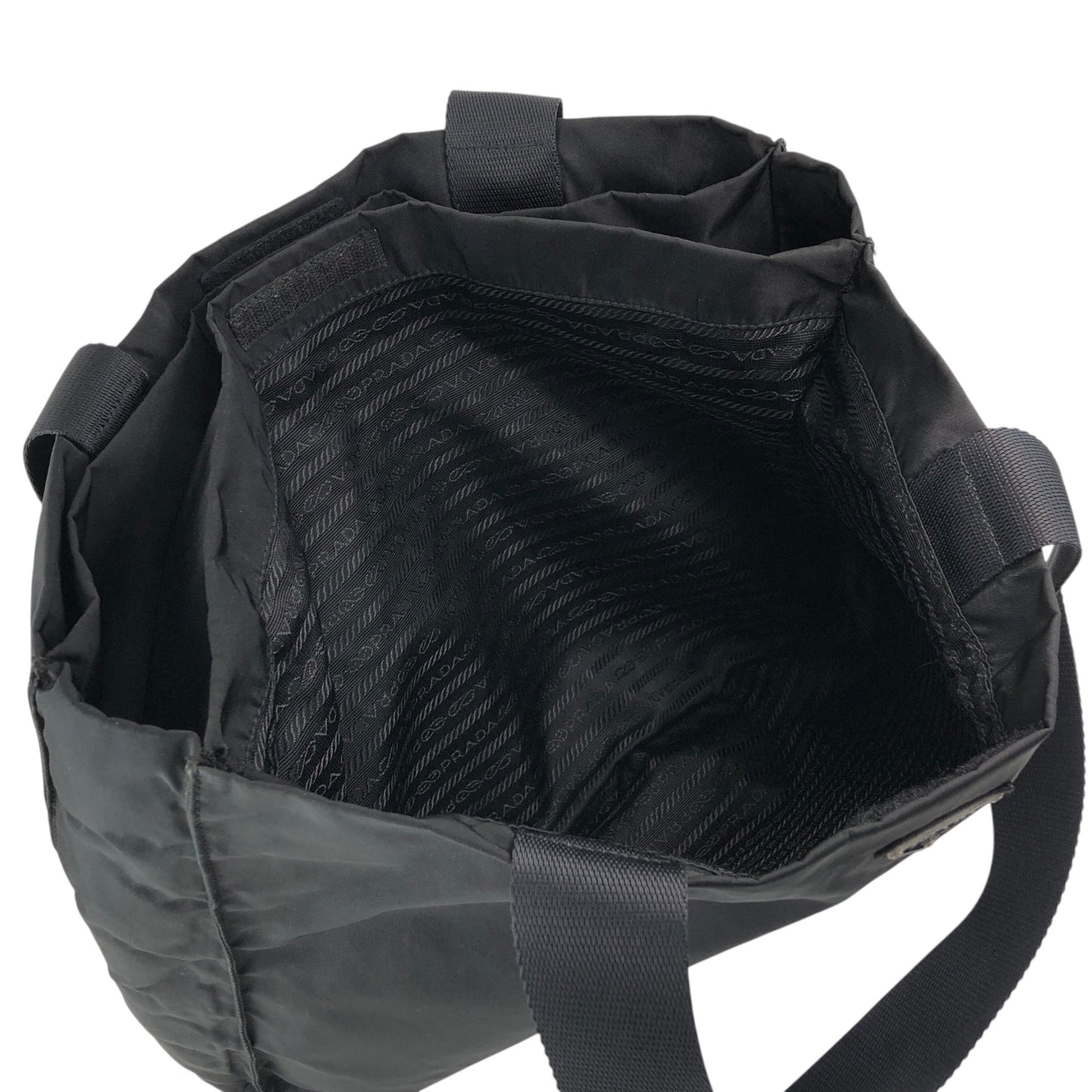 PRADA Tessuto Triangle Logo Totebag Black Vintage fhex45