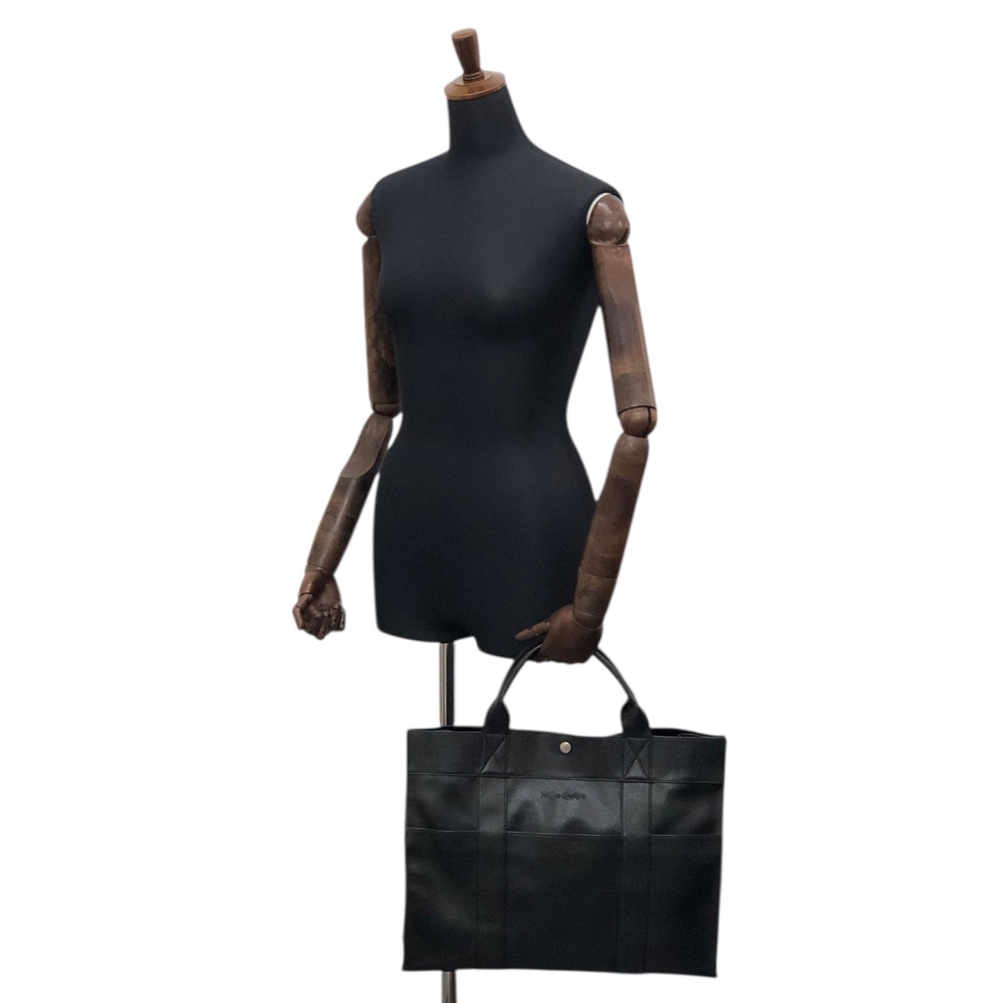 Yves Saint Laurent Logo Handbag Black Vintage 7pcndx