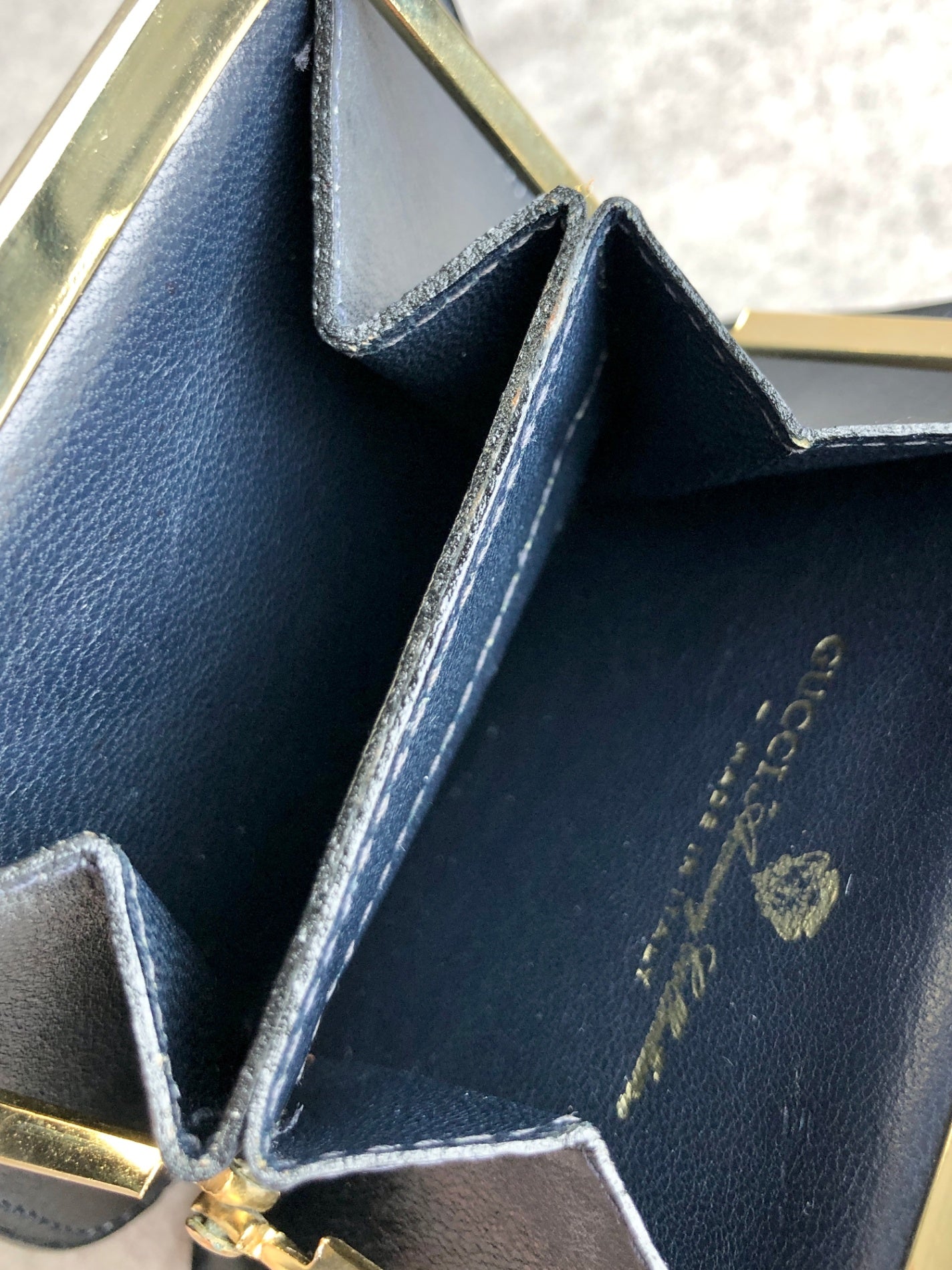 GUCCI Sherry Line 零錢包 海軍藍 復古款 5bzb3p