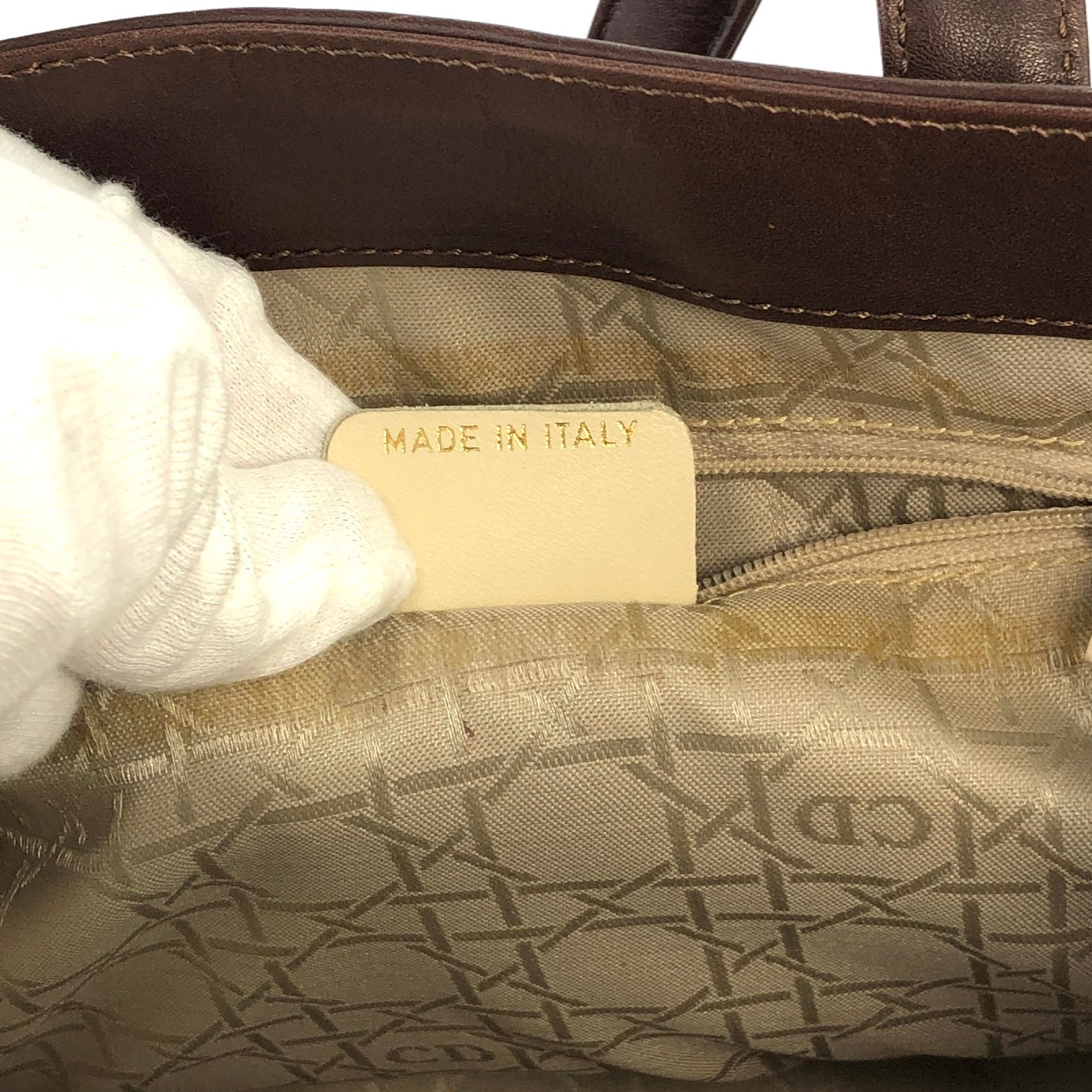 Christian Dior Logo Charm Leather Shoulder bag Brown Vintage 86wd6t