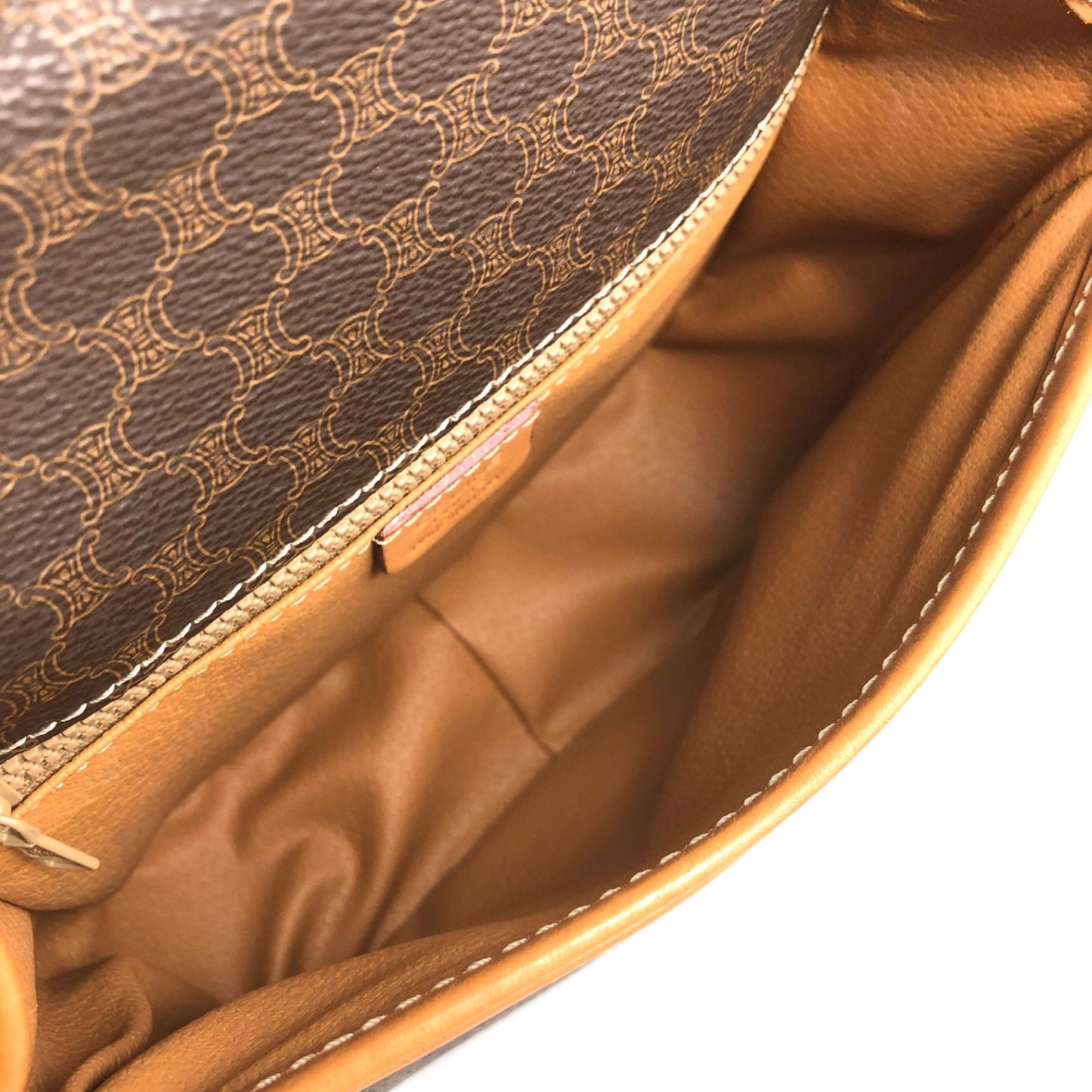 CELINE Macadam Front Buckle Shoulder bag Brown Vintage r3ukfi