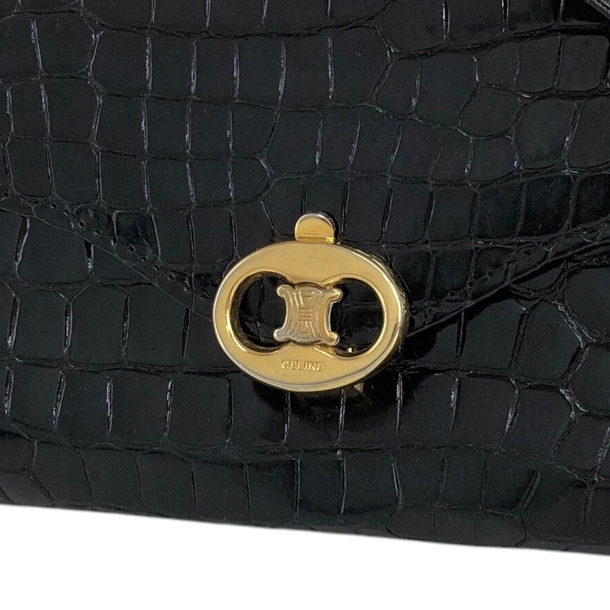 CELINE Triomphe Shoulder bag Black Vintage pedgvn