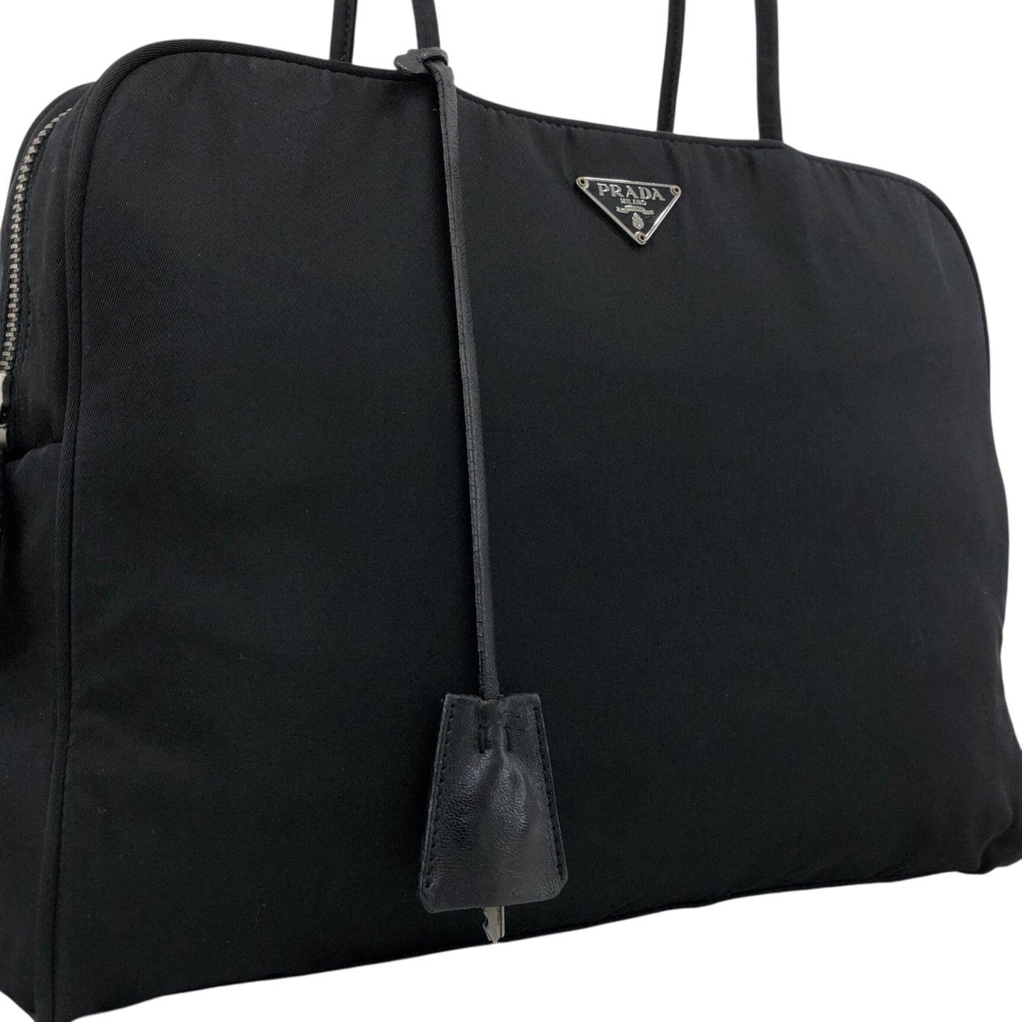 PRADA Triangle Logo Padlock Totebag Black Vintage b8nscy