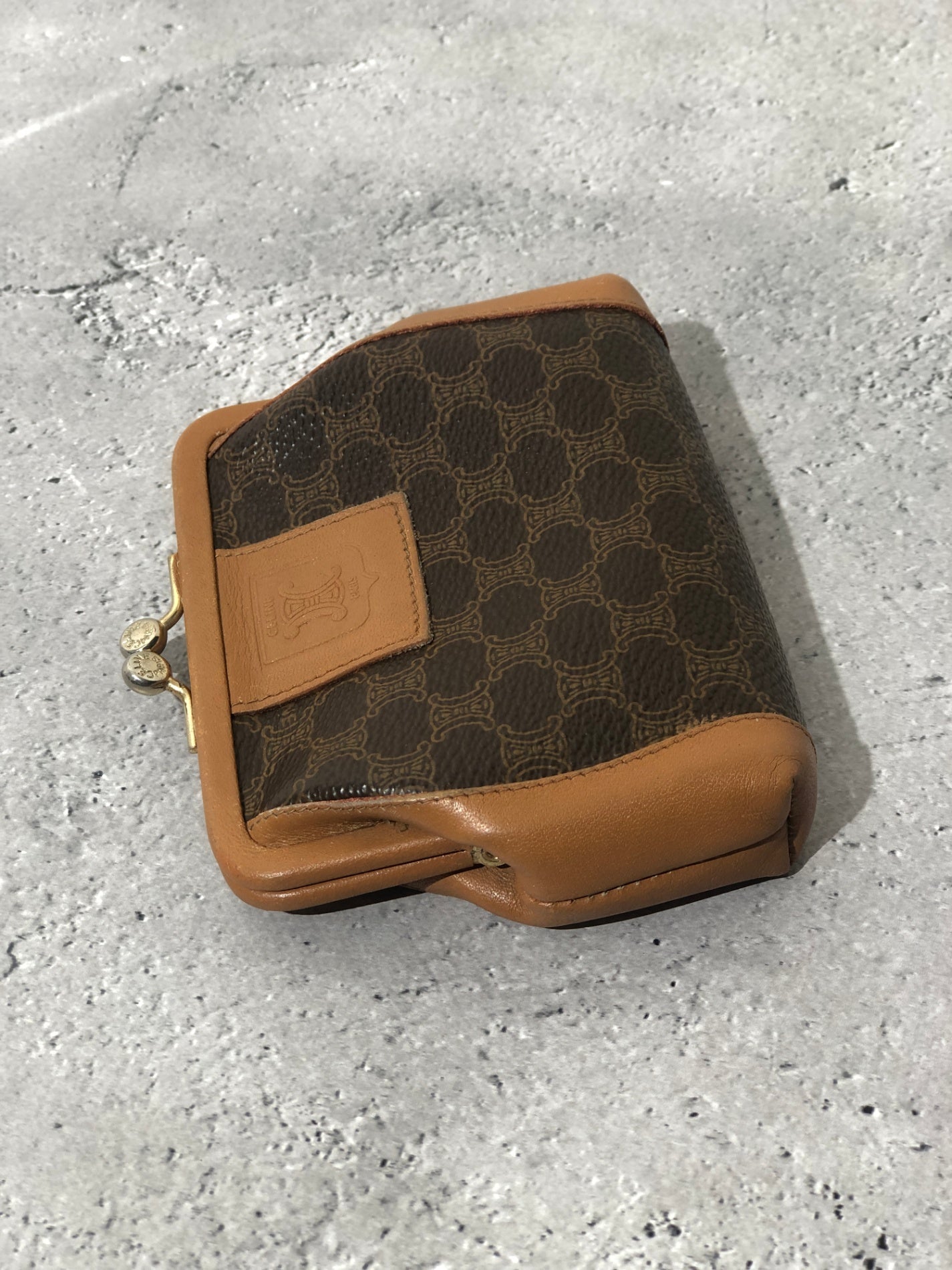 CELINE Macadam Blason 金屬扣零錢包棕色復古 g62ssc