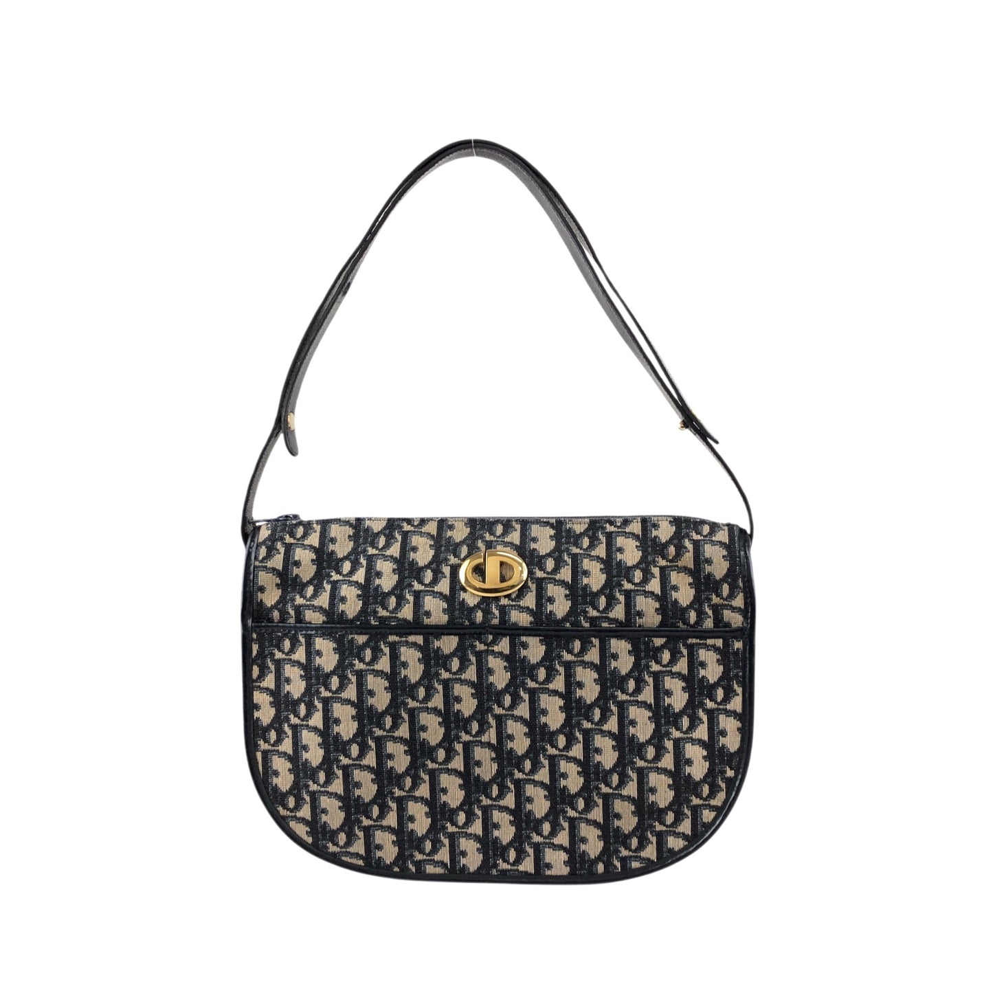 Christian Dior Trotter CD Logo Round Shoulder bag Navy Vintage pca7bv