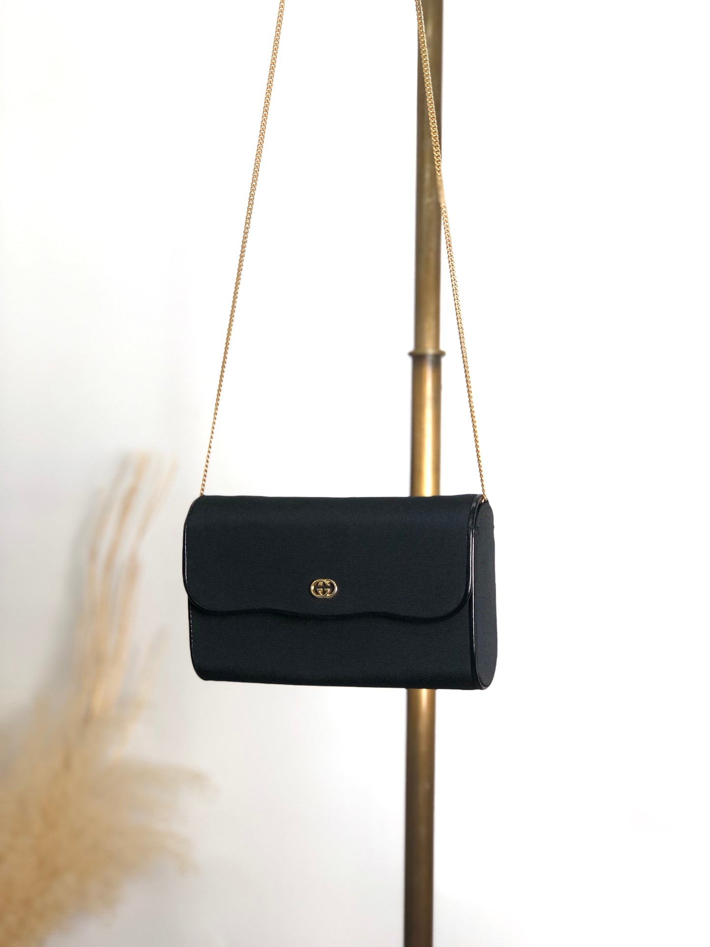 GUCCI 互鎖鏈條單肩包 黑色 復古 c5t5sp