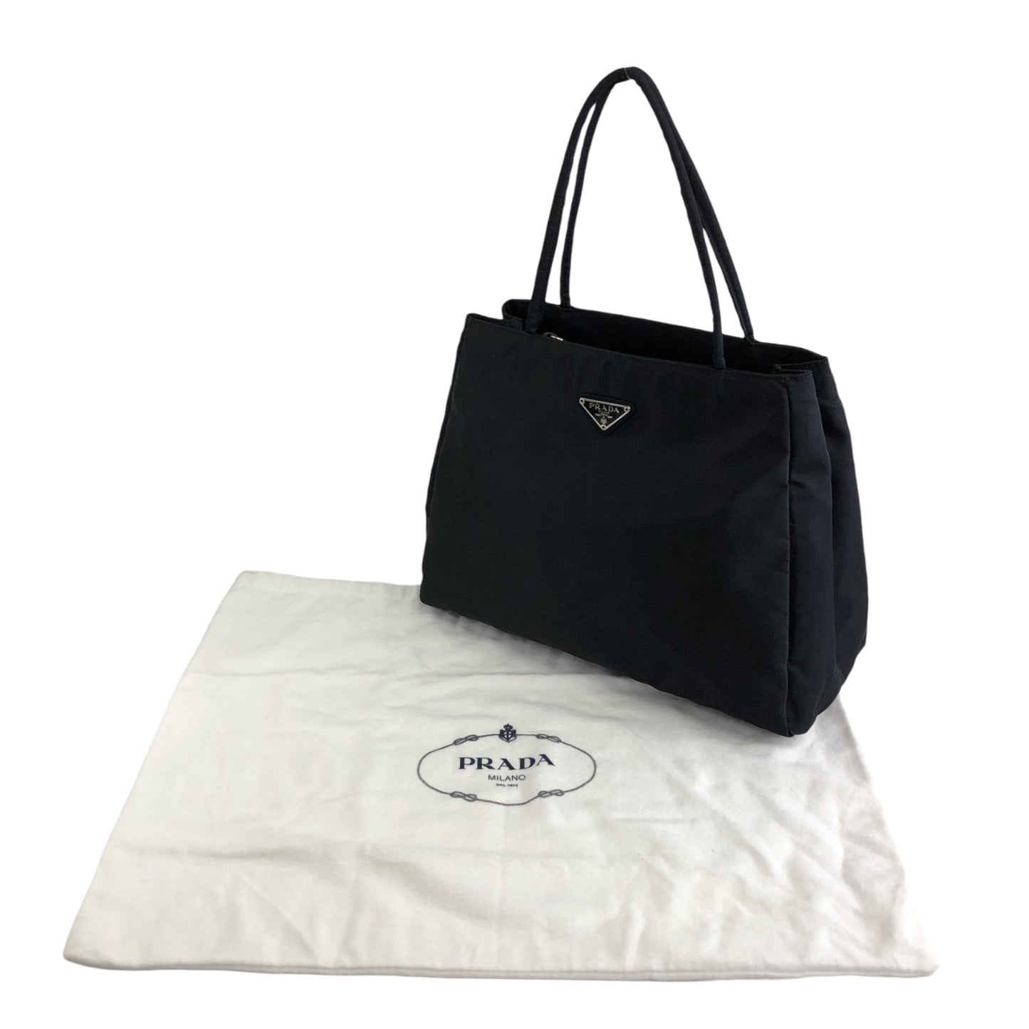 PRADA Triangle Logo Handbag Black Vintage kkmacr