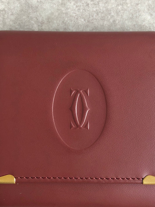 Cartier Logo Coin Purse Bordeaux Vintage e6ft7j