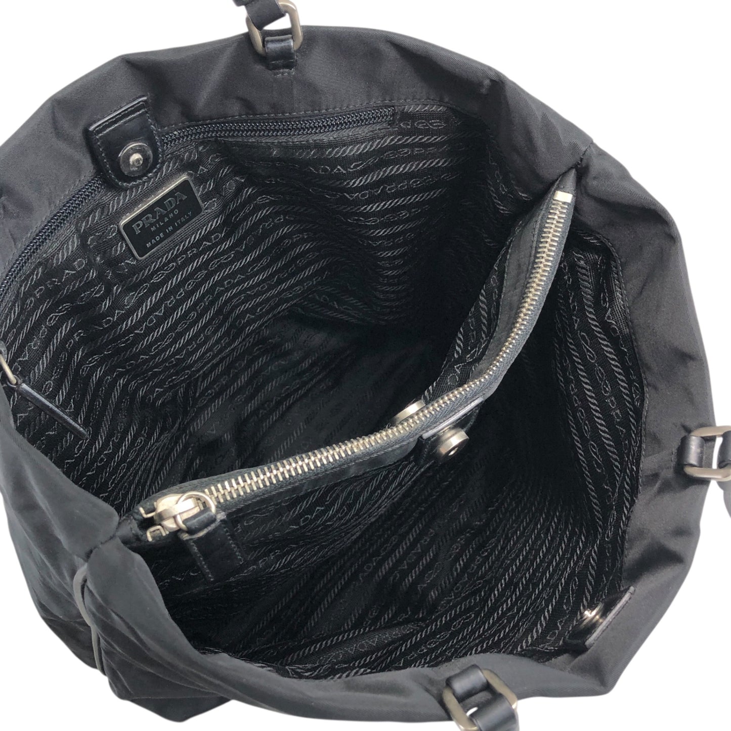 PRADA Triangle Logo Totebag Black Vintage hs4bb2
