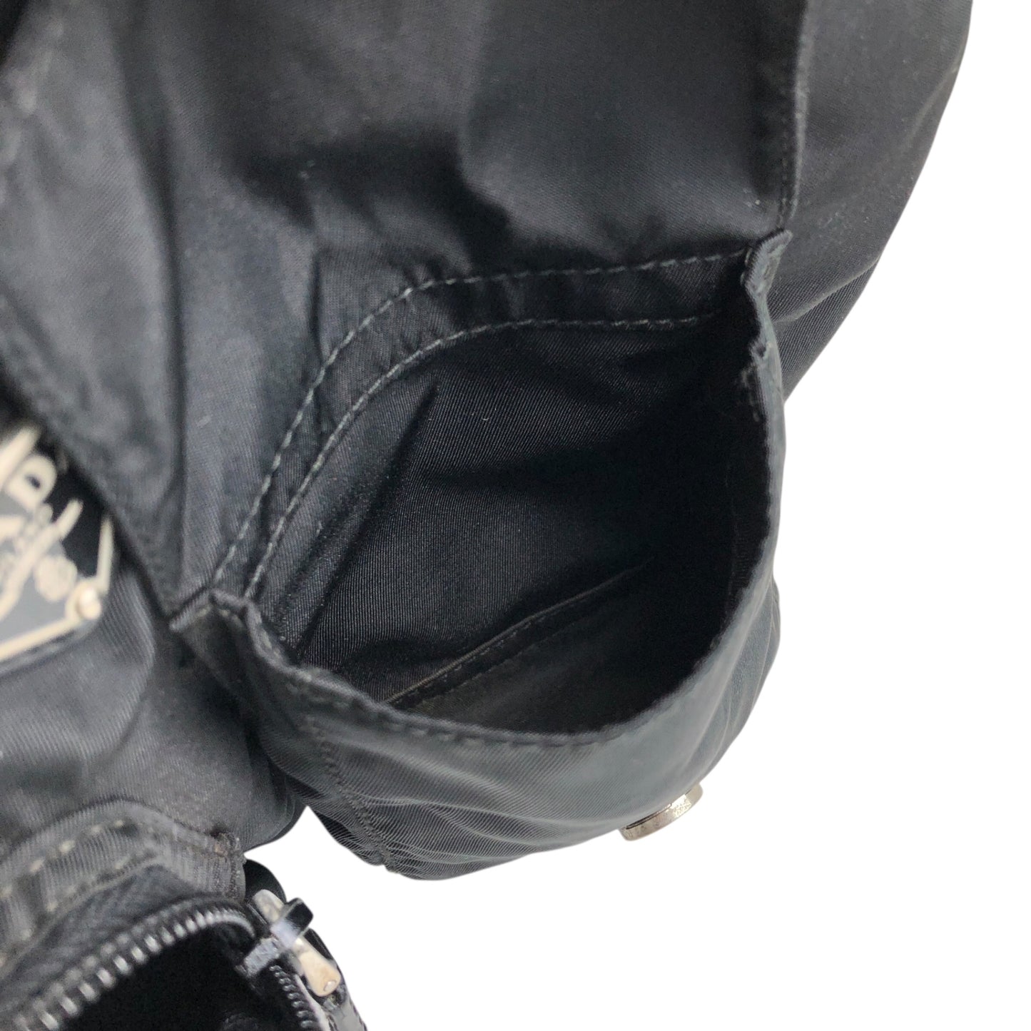 PRADA Triangle Logo Front Pocket Sling bag Black Vintage ts8rf4