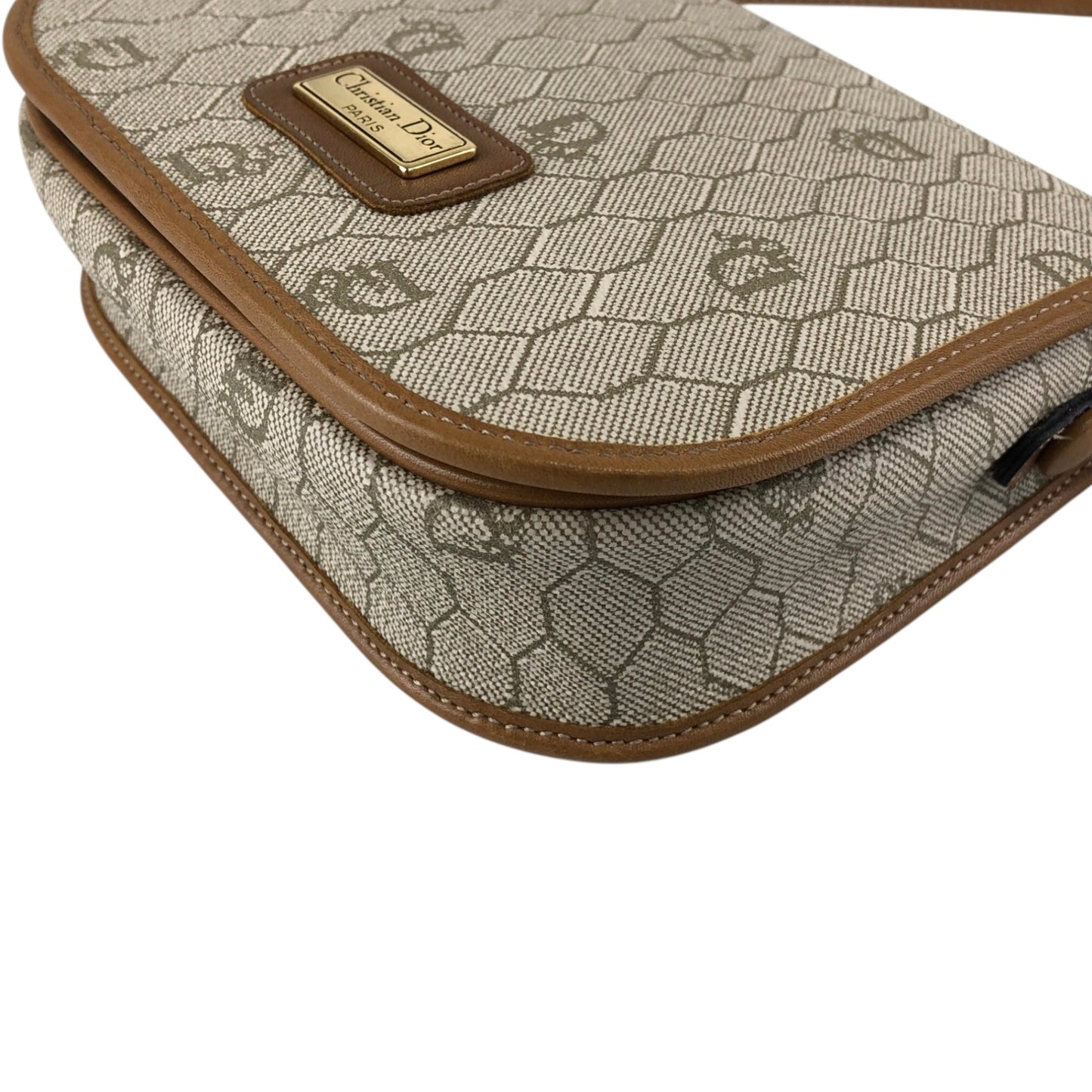 Christian Dior Honeycomb Pattern Small Shoulder bag Beige Vintage tumbw8