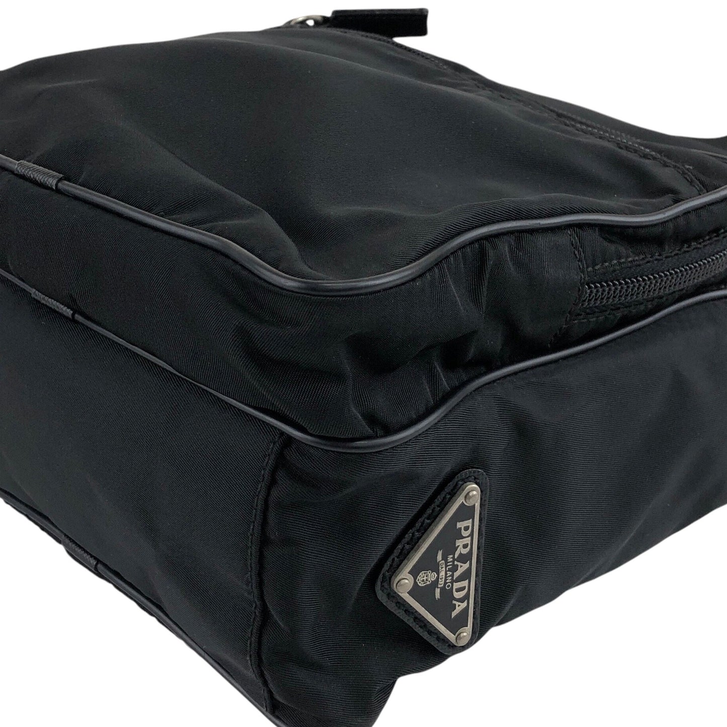 PRADA Triangle Logo Shoulder bag Black Vintage 5mf4gv