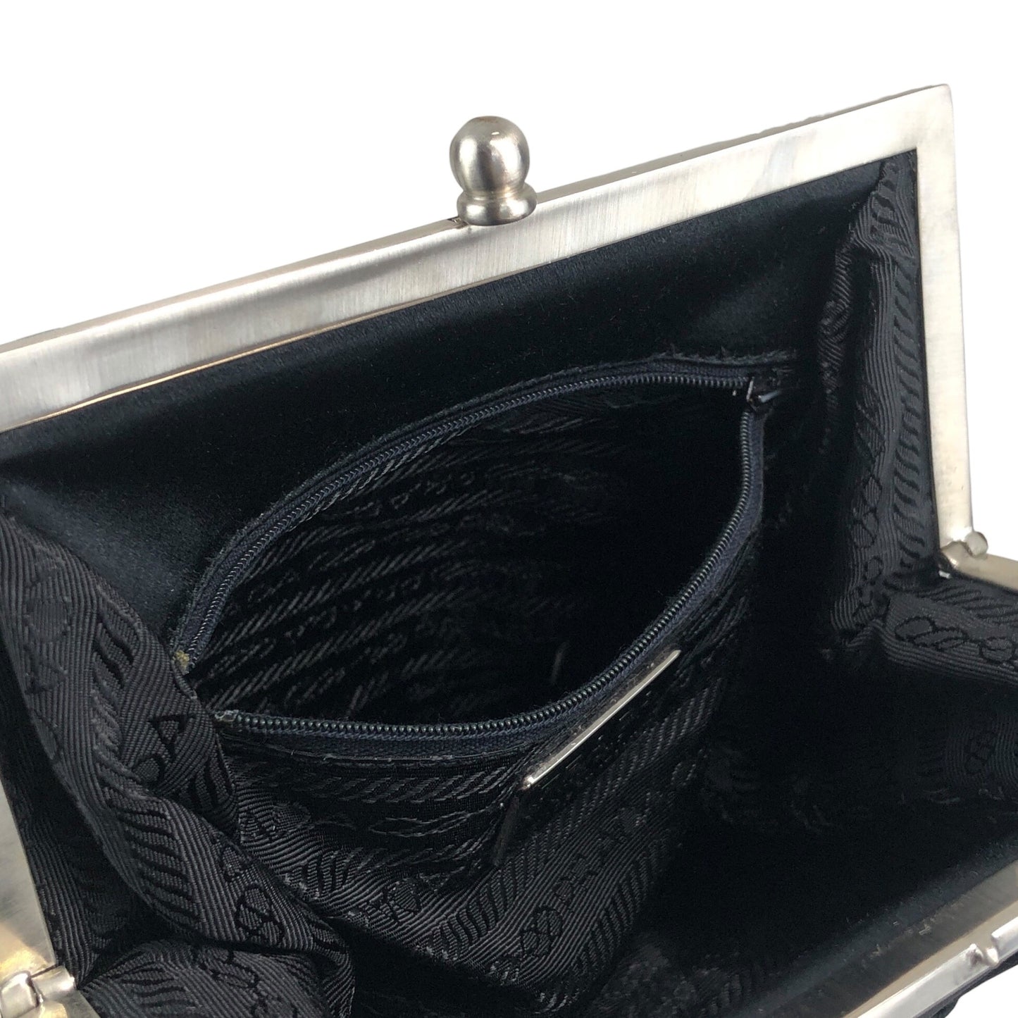 PRADA Logo Metal Clasp Small Handbag Black Vintage sh35vg