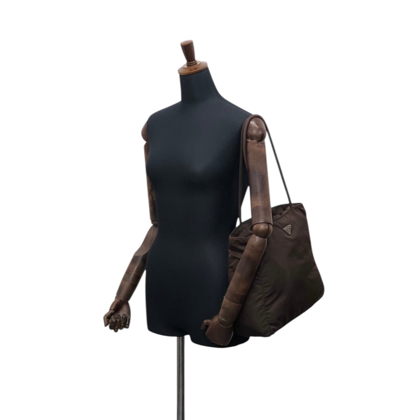 PRADA Tessuto Triangle Logo Totebag Brown Vintage nda4br