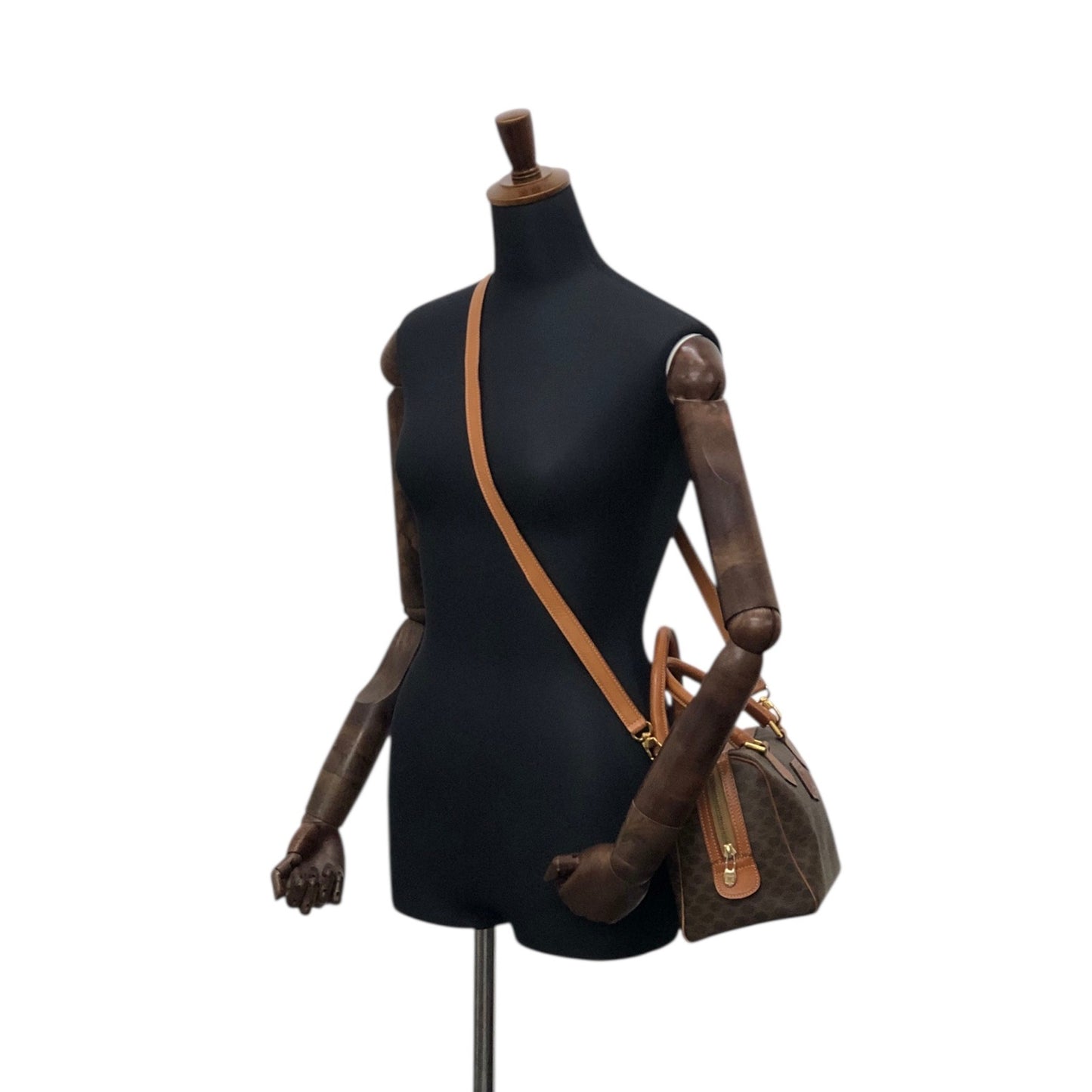 CELINE Macadam Blason Two-way Handbag Shoulder bag Brown Vintage mxkp72