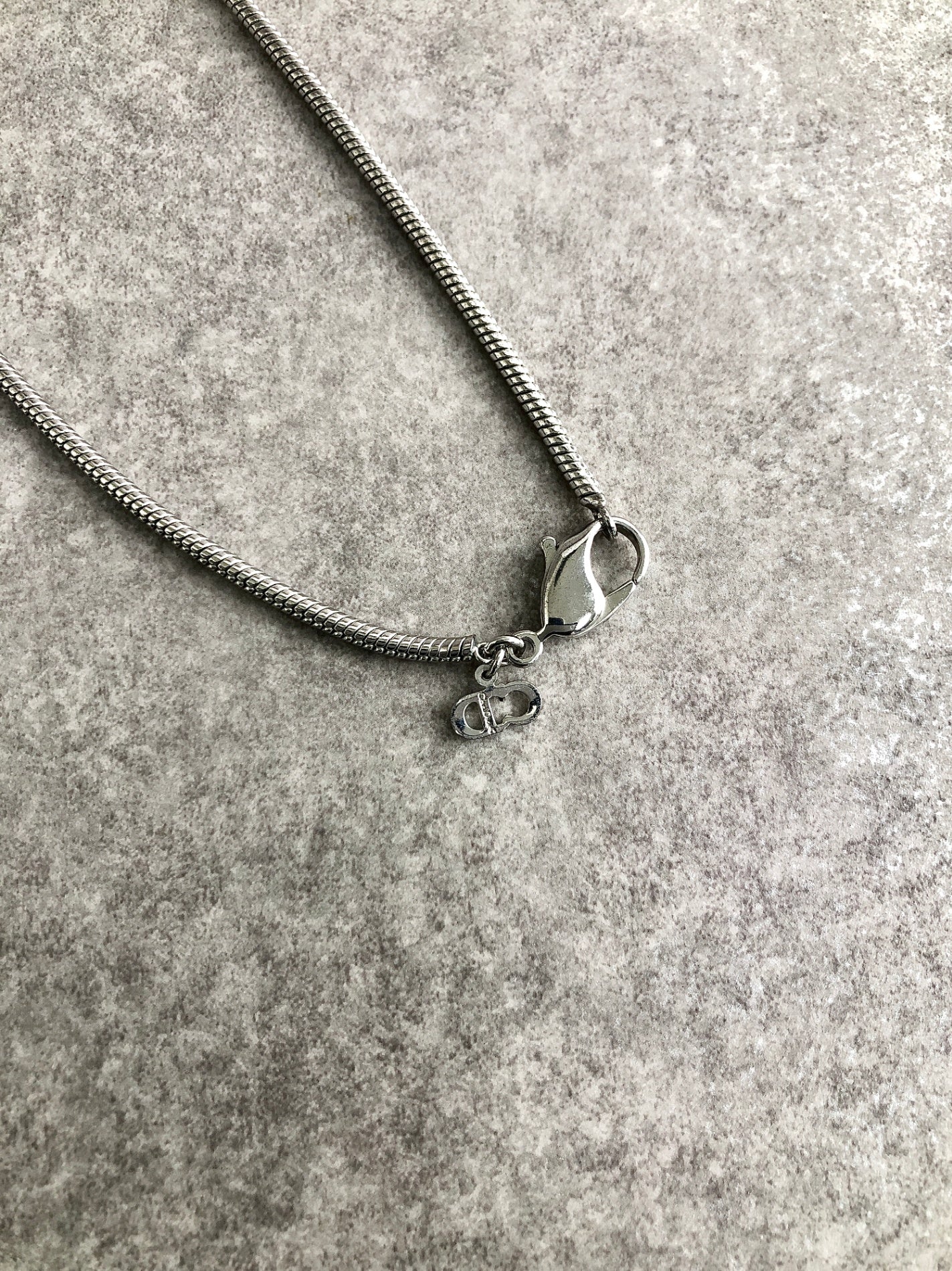 Christian Dior CD Logo Motif Necklace Silver Vintage 75c7y2