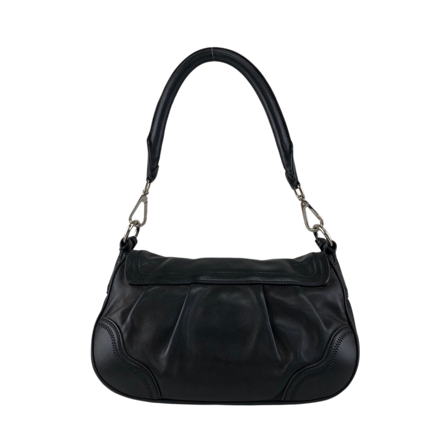 PRADA Front Buckle Handbag Black Vintage 5dmfc4