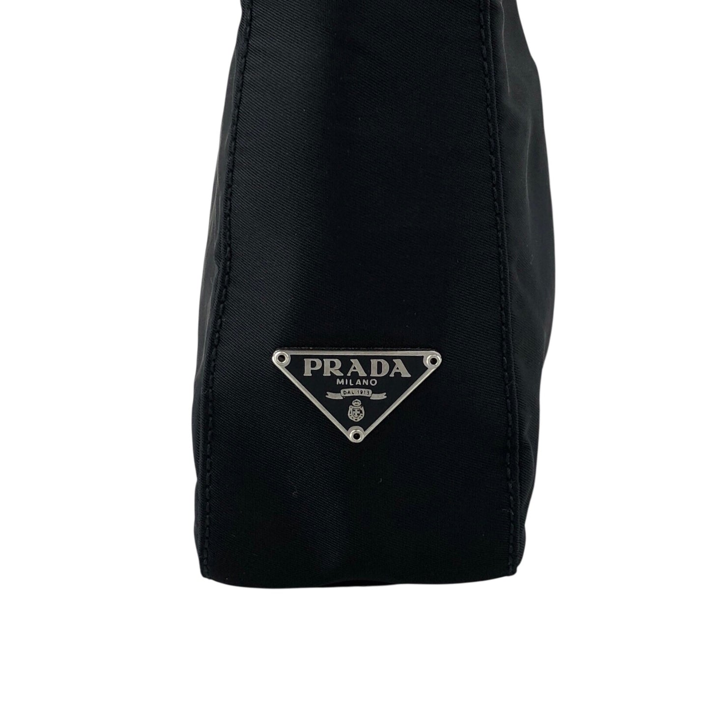 PRADA Tessuto Triangle Logo Small Handbag Black Vintage 5aczat