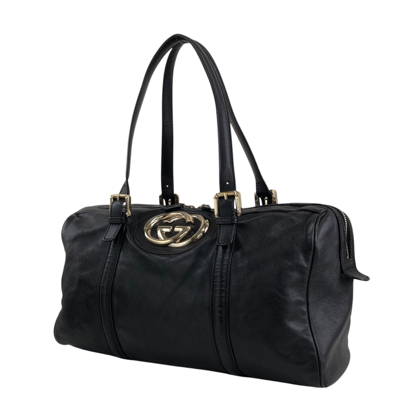 GUCCI GG Motif Small Boston bag Handbag Black Vintage f7jncz