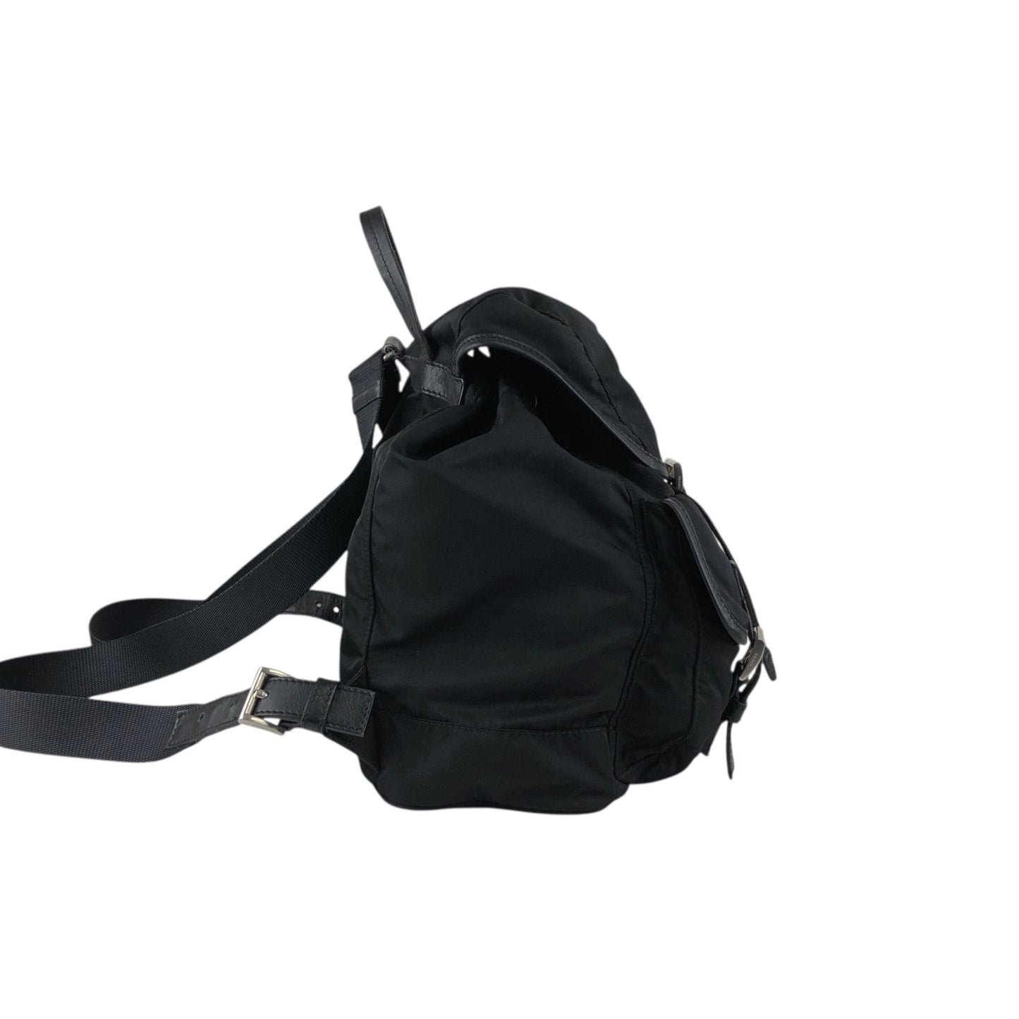 PRADA Tessuto Triangle Logo Backpack Black Vintage rj533h
